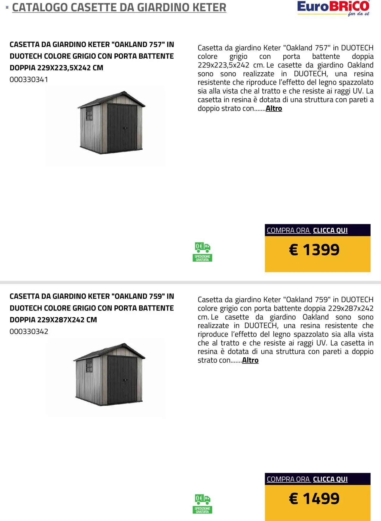Eurobrico Casette da Giardino Keter catalogo - pagina 2 - valido dal 23/07/2025