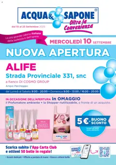 Anteprima Acqua e Sapone Nuova Apertura - Alife catalogo valida dal 10/09/2025