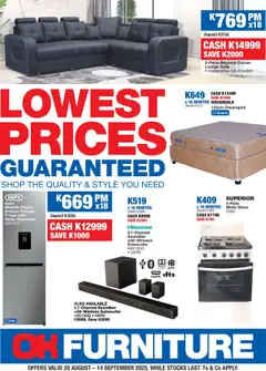 Preview OK Furniture - Zambia Lowest Prices Specials valid from 20/08/2025