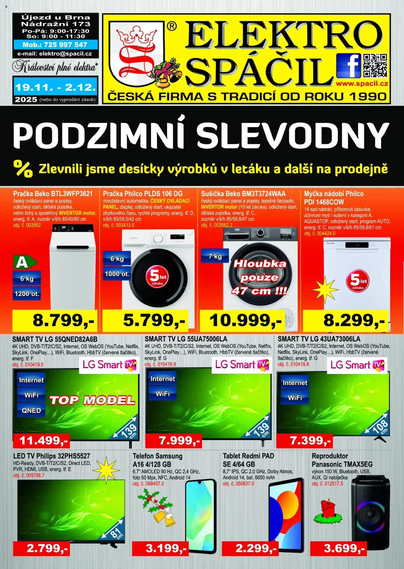 Elektro Spáčil leták - strana 1- platný od 19.11.2025