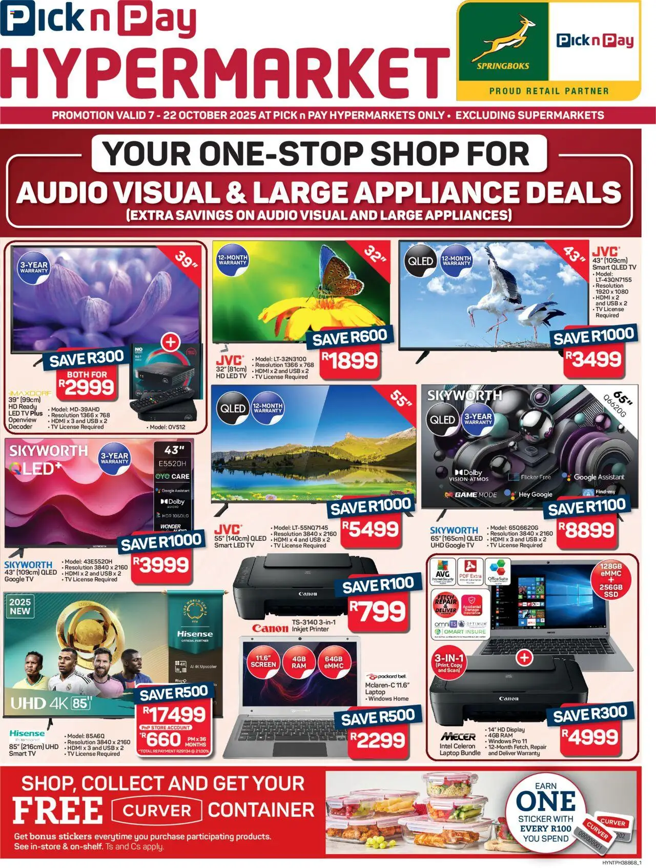 Pick n Pay - Hypermarket Audio Visual & Large Appliances Specials - page 1- valid from 07/10/2025
