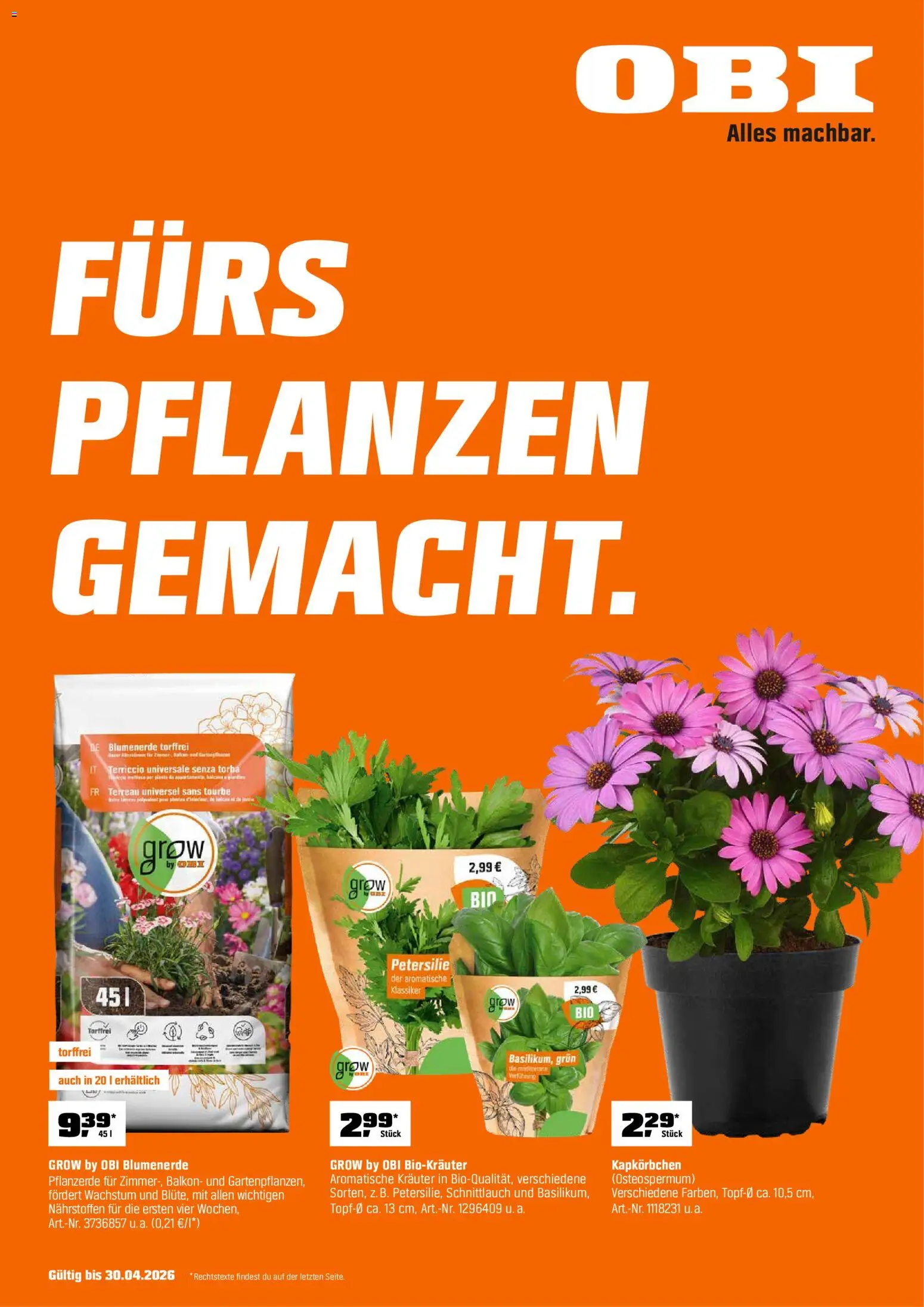 Obi Prospekt 	 - Seite 1 - gültig ab 01.04.2026