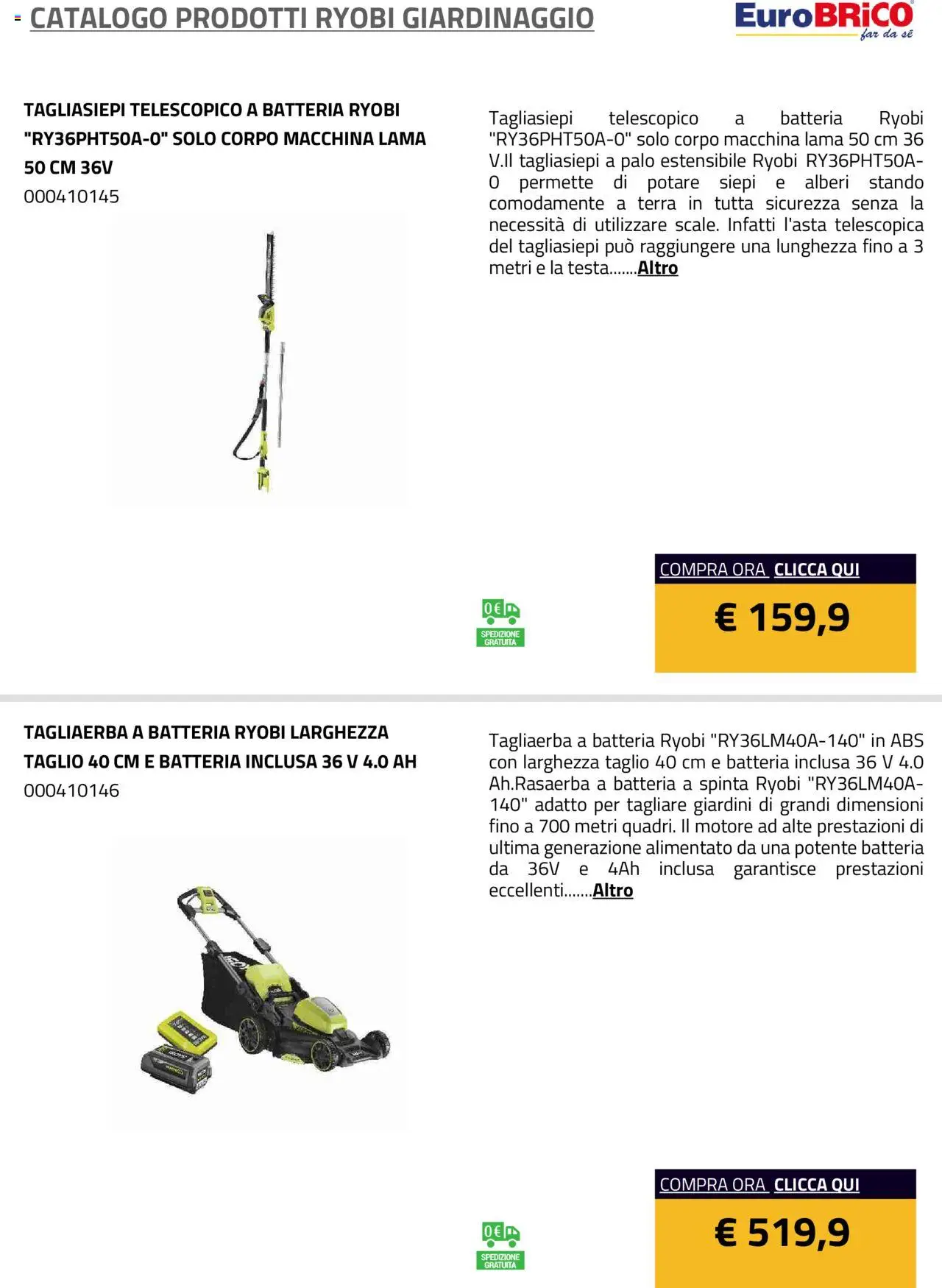Eurobrico Prodotti Ryobi Giardinaggio catalogo - pagina 53 - valido dal 23/07/2025