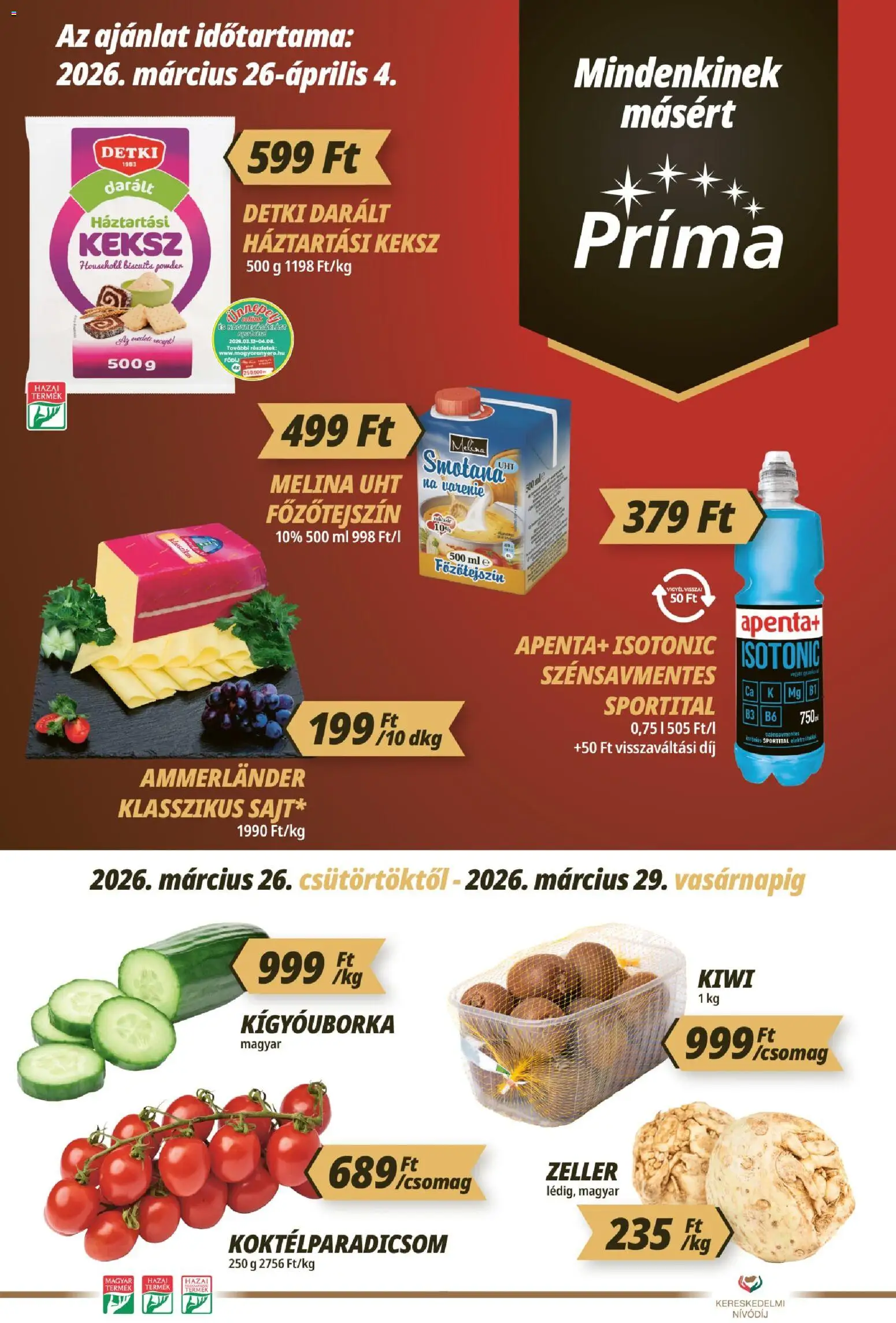 CBA Príma akciós újság - 1oldal - érvényes 2026.03.26.-tól
