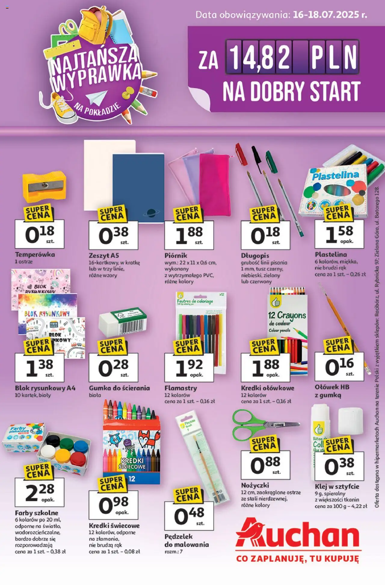 Auchan Gazetka - Najtańsza Wyprawka Szkolna Hipermarket - strona 1- ważny od 16.07.2025