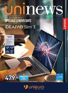 Anteprima Unieuro Lenovo Days catalogo valida dal 05/09/2025