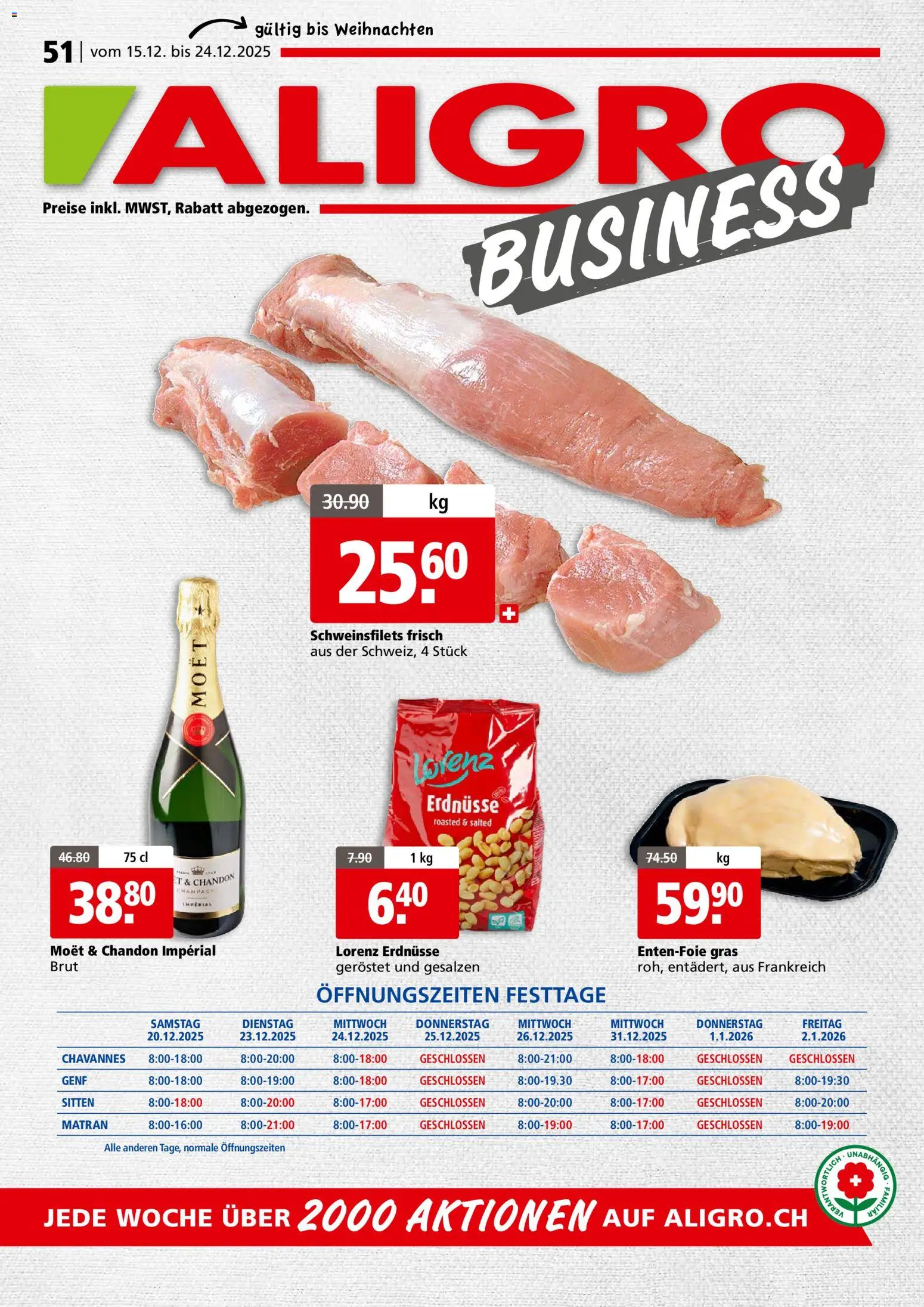 Aligro Aktionen Business Chavannes, Matran, Genf, Sitten - Seite 1- gültig ab 15.12.2025