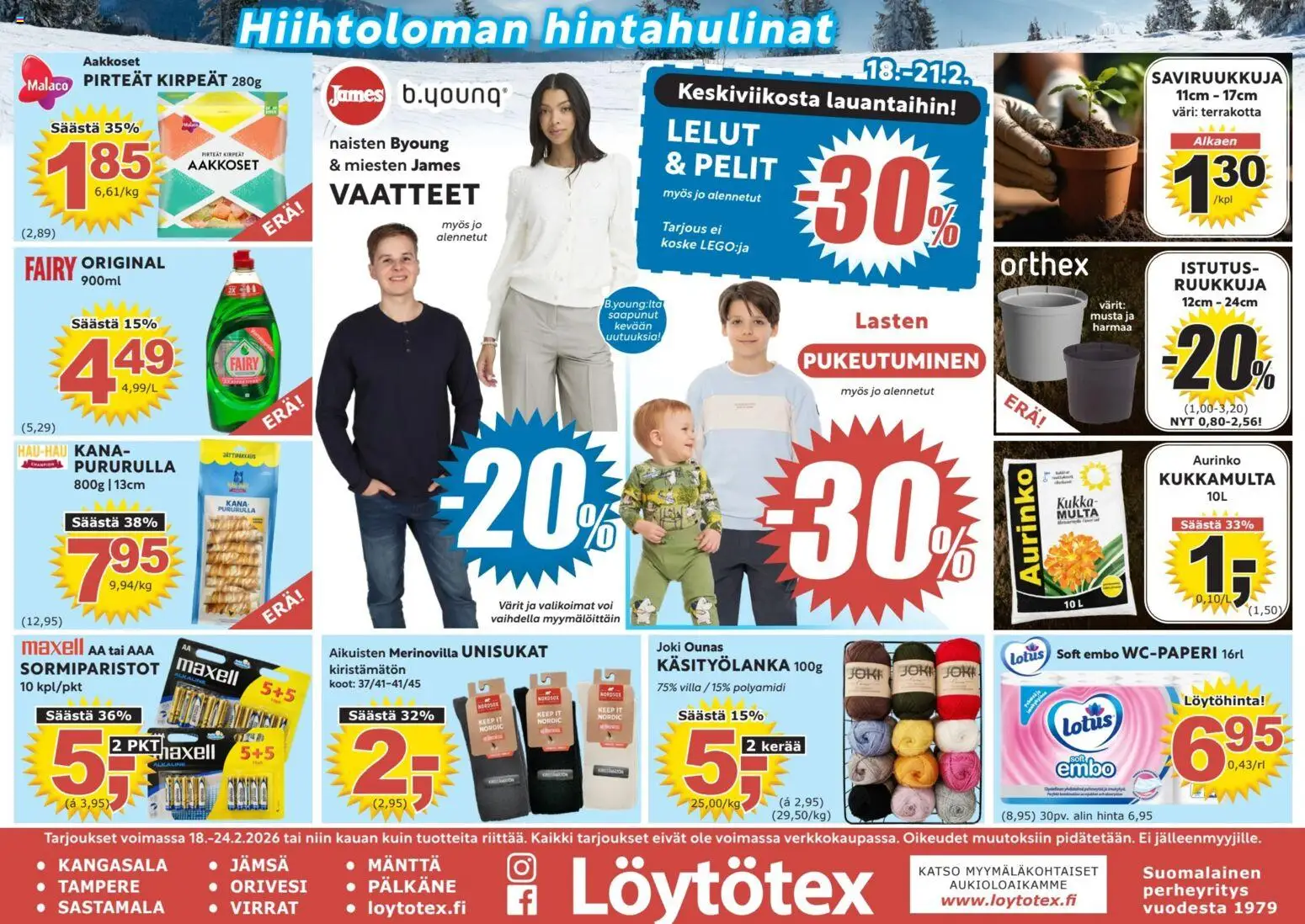 Löytötex tarjoukset - sivu 1- voimassa alkaen 18/02/2026