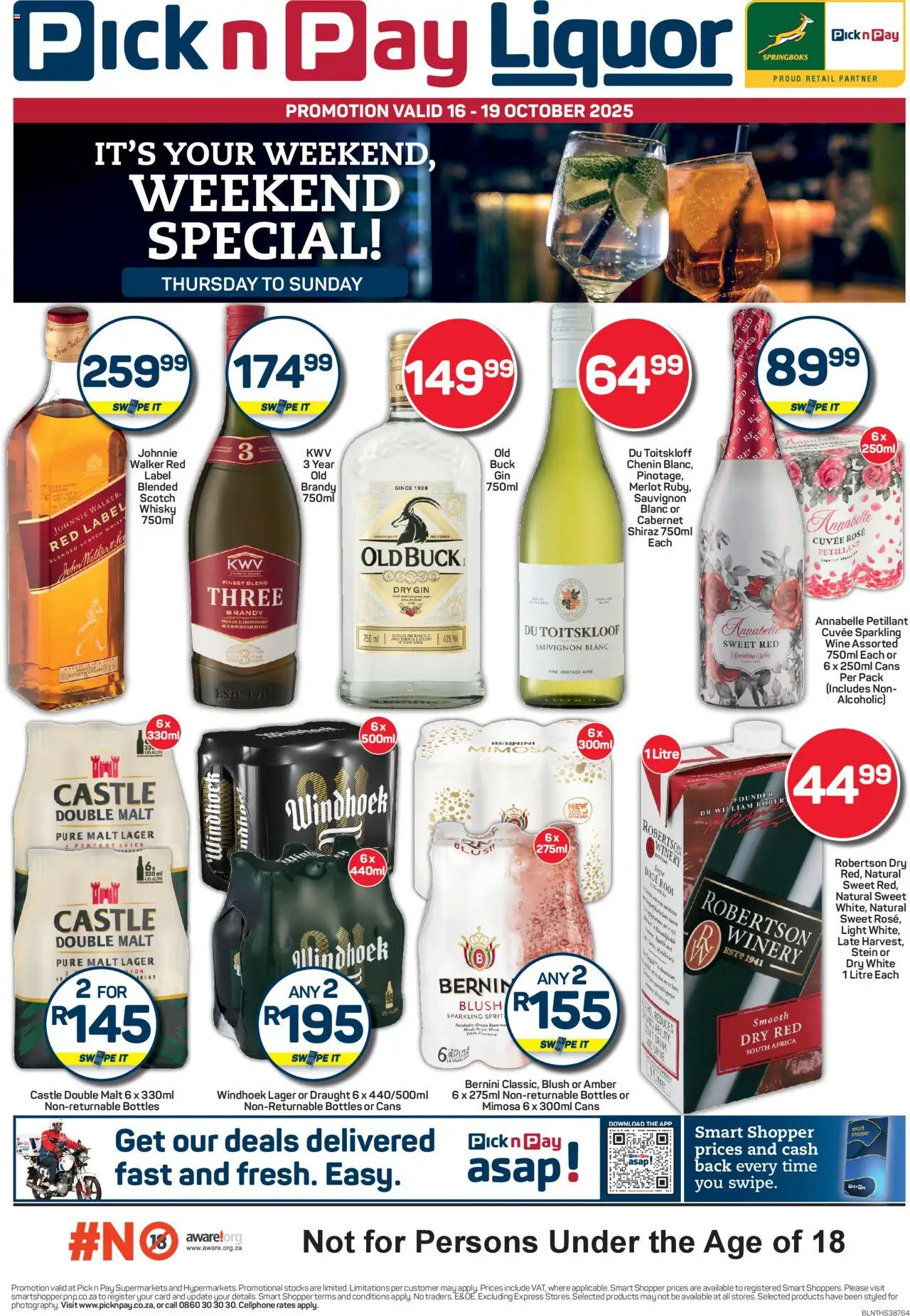 Pick n Pay - Weekend Liquor Specials - page 1- valid from 16/10/2025