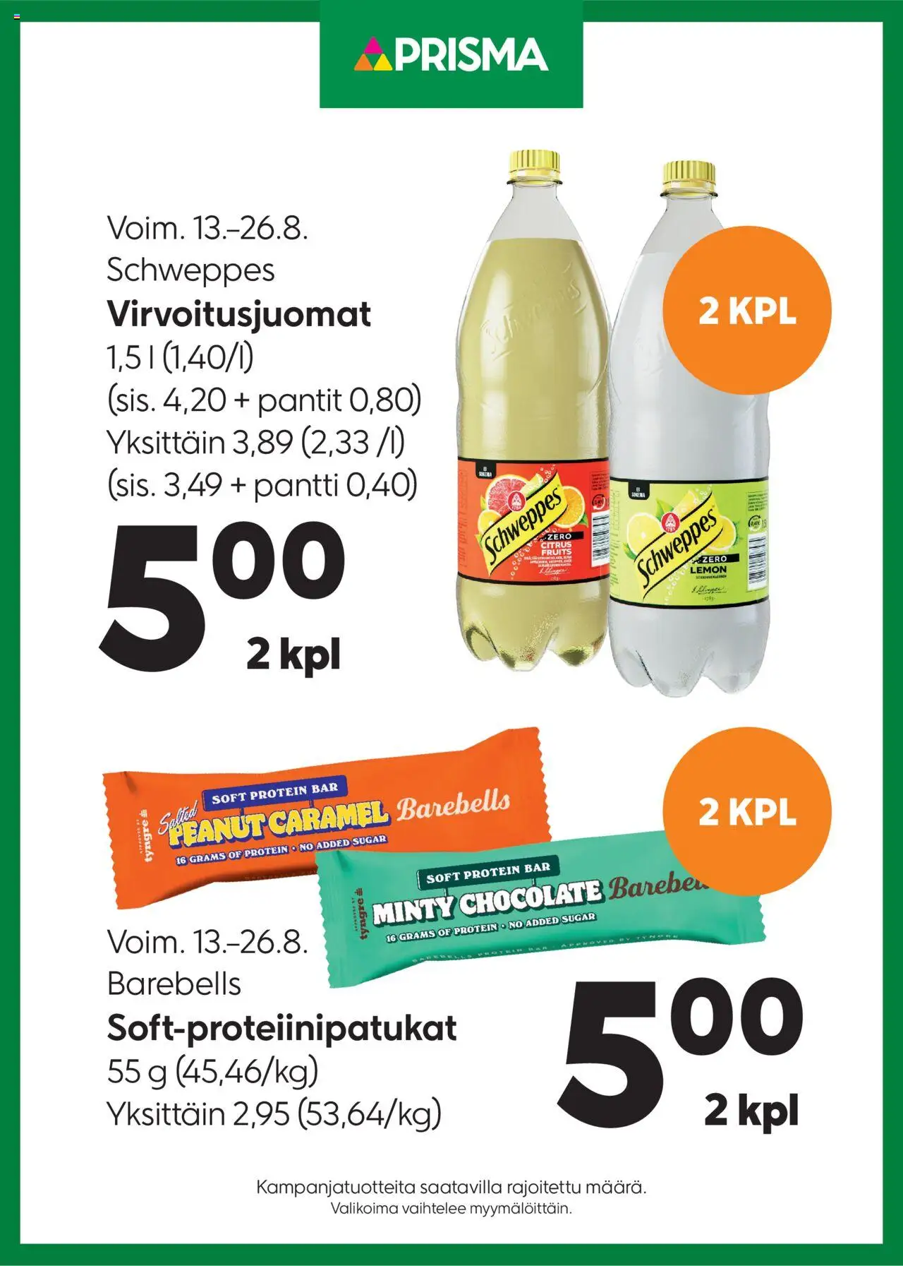 Prisma tarjoukset Schweppes / Barebells - sivu 1- voimassa alkaen 13/08/2025