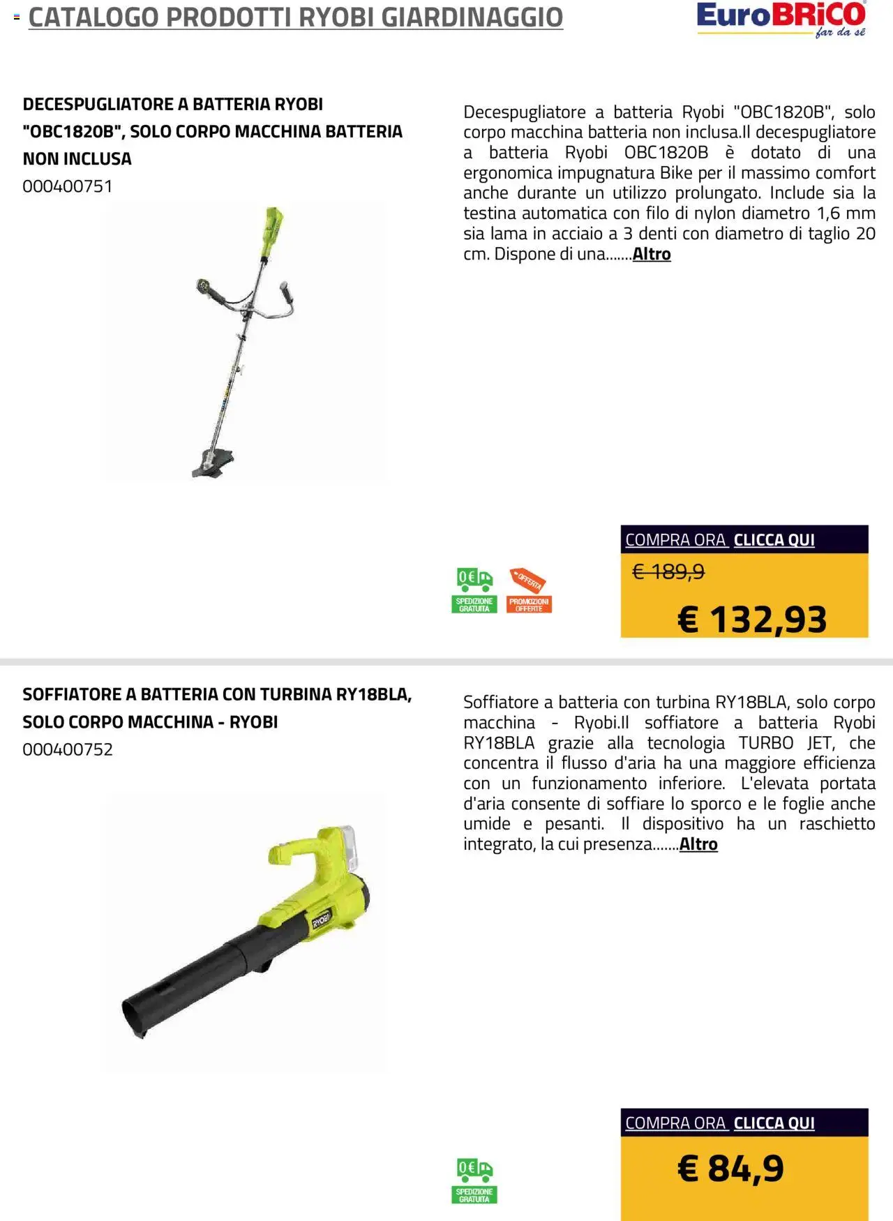 Eurobrico Prodotti Ryobi Giardinaggio catalogo - pagina 24 - valido dal 23/07/2025