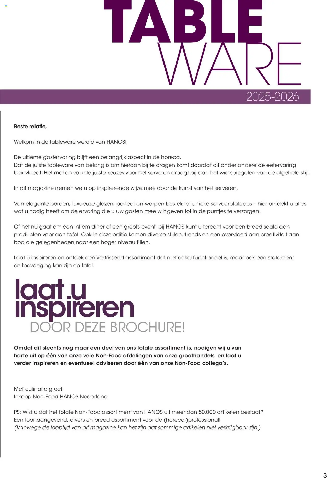 Hanos - Tableware magazine 2025-2026 - page 3- valid from 01-09-2025