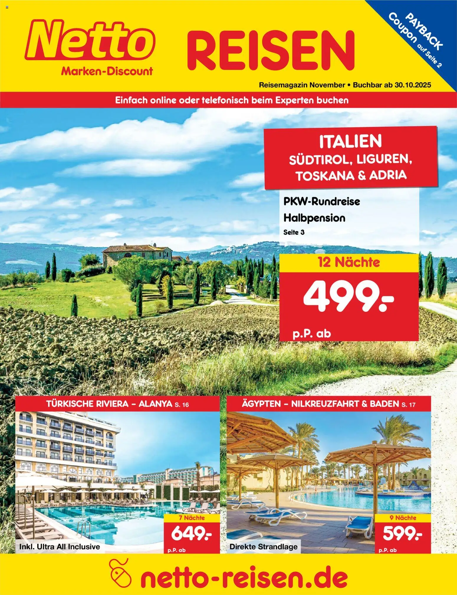 Netto Reisen Prospekt 	 - Seite 1 - gültig ab 30.10.2025