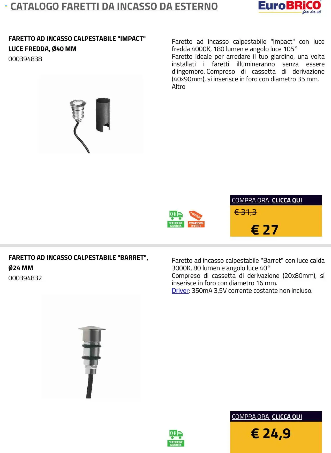 Eurobrico Faretti da Incasso da Esterno catalogo - pagina 3 - valido dal 23/07/2025