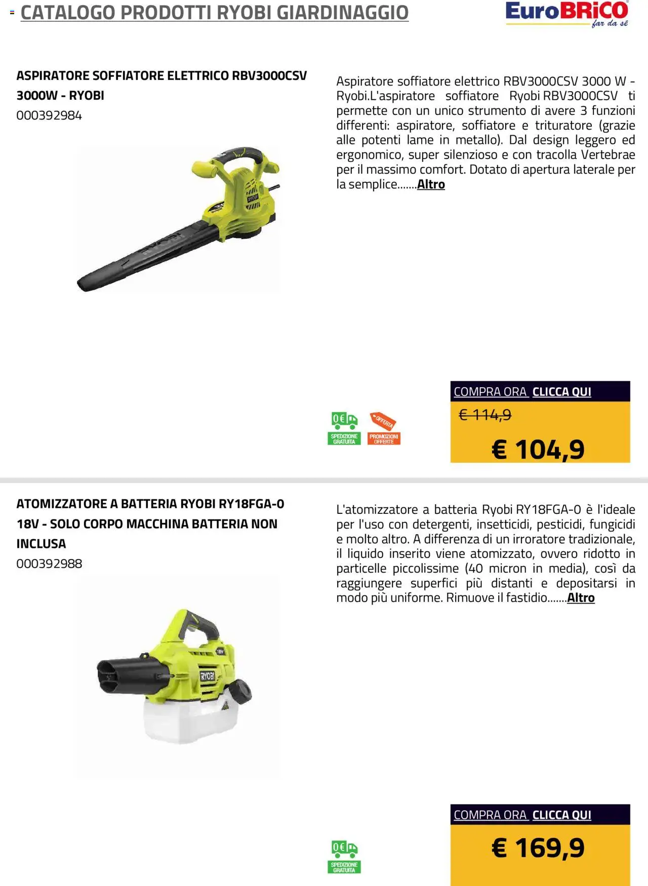Eurobrico Prodotti Ryobi Giardinaggio catalogo - pagina 16 - valido dal 23/07/2025