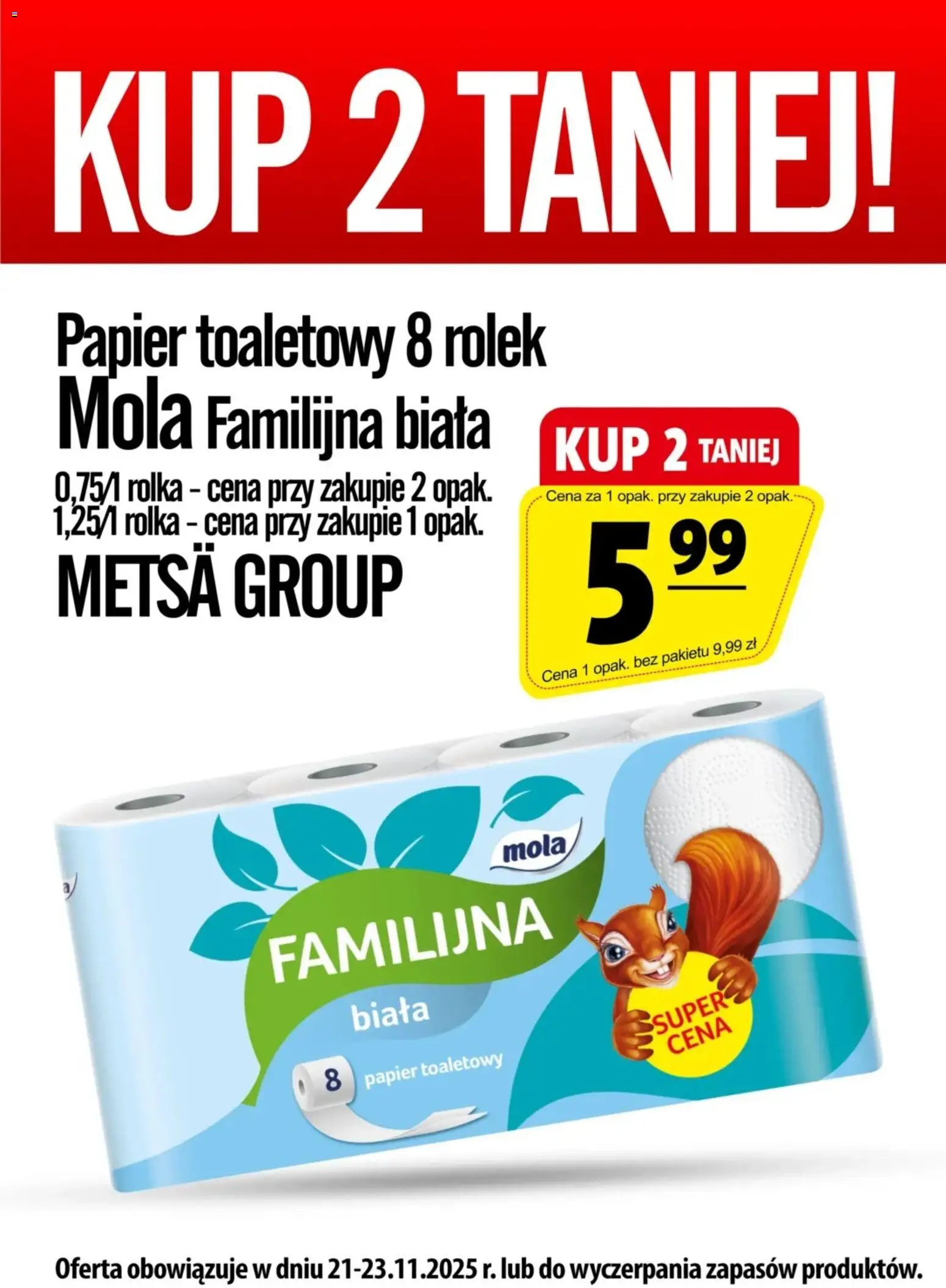 Prim Market Promocja - Papier Toaletowy Mola Familijna Biała - strona 1- ważny od 21.11.2025