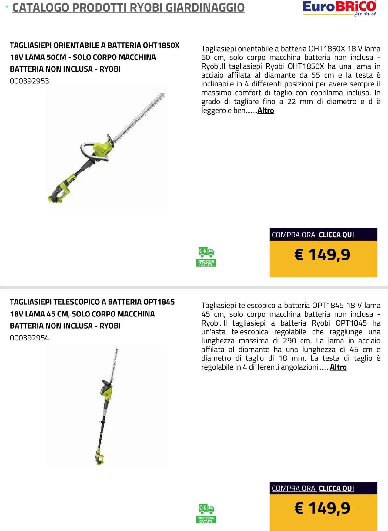 Eurobrico Prodotti Ryobi Giardinaggio catalogo - pagina 4 - valido dal 23/07/2025