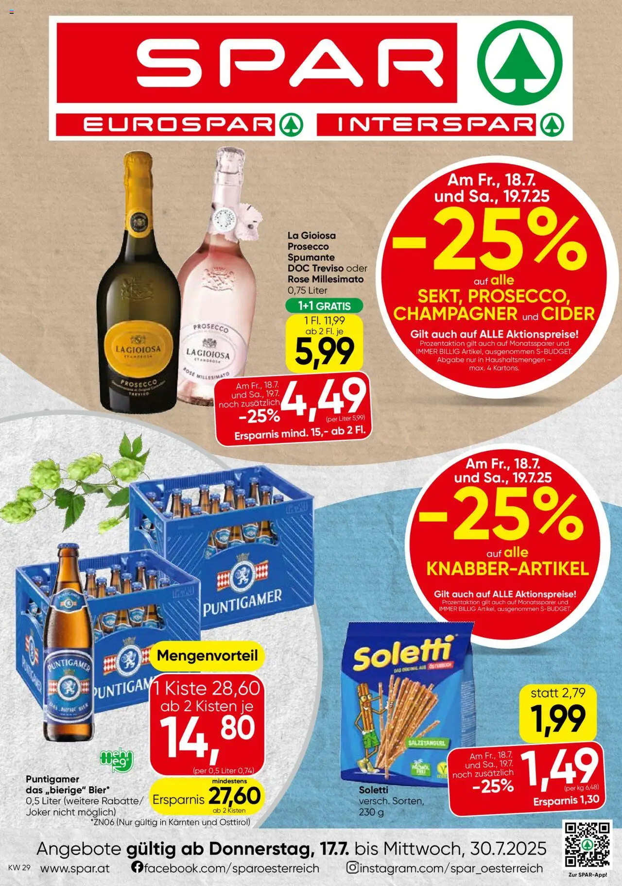 Spar Flugblatt - Kärnten - Seite 1- gültig ab 17.07.2025