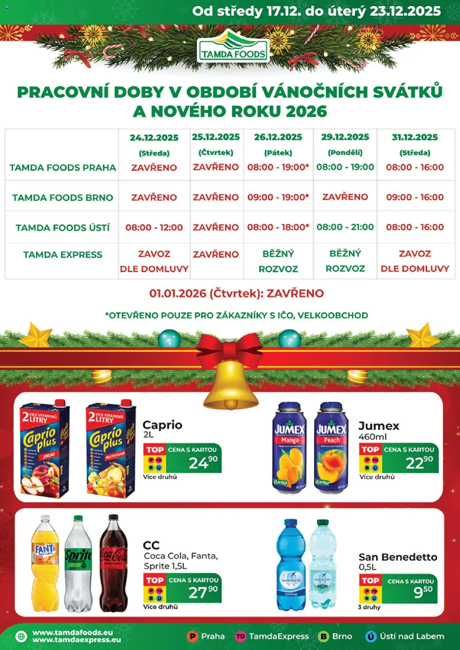 Tamda Foods leták - strana 1- platný od 17.12.2025