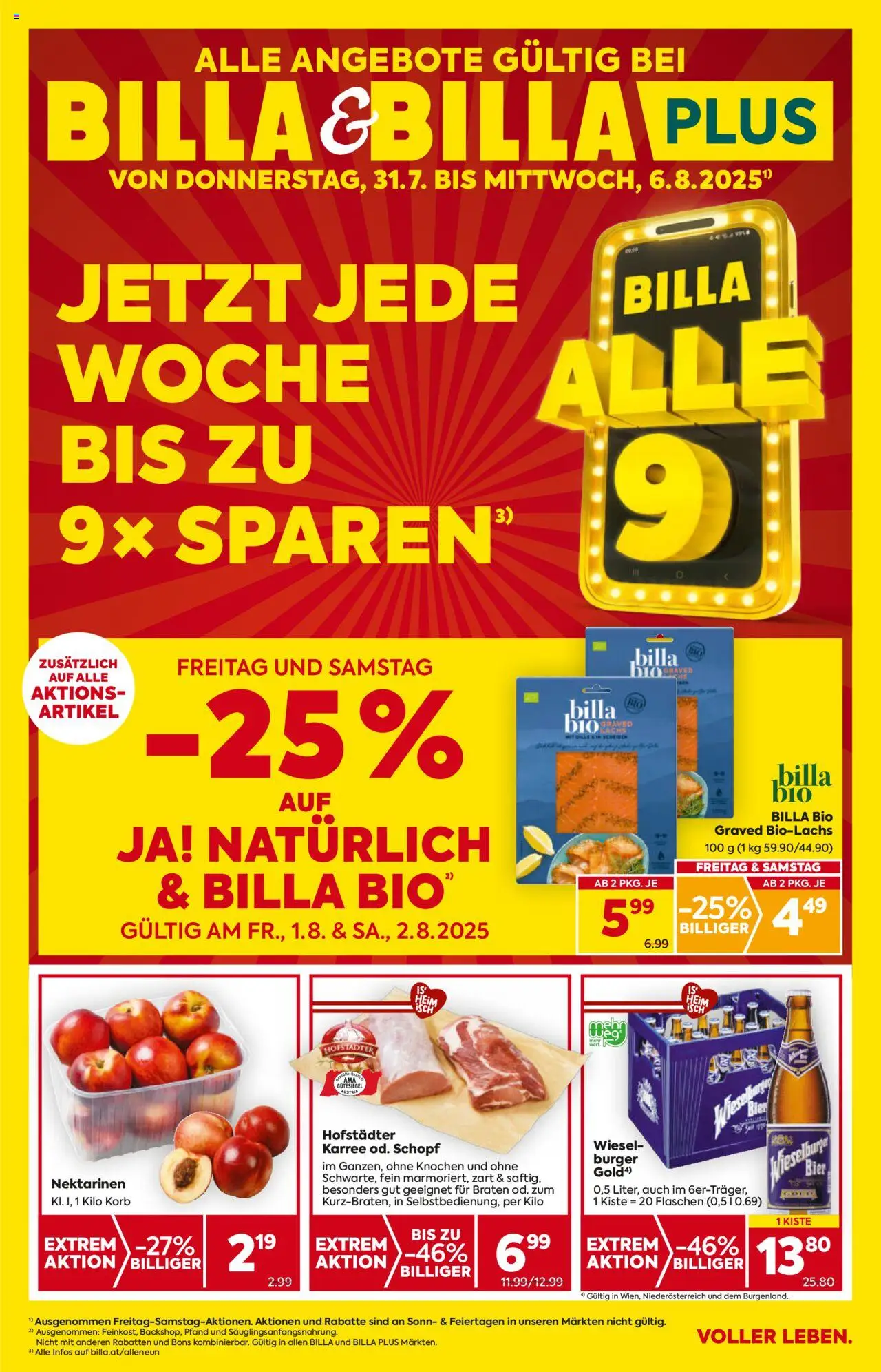 Billa Flugblatt - Burgenland - Seite 1- gültig ab 31.07.2025