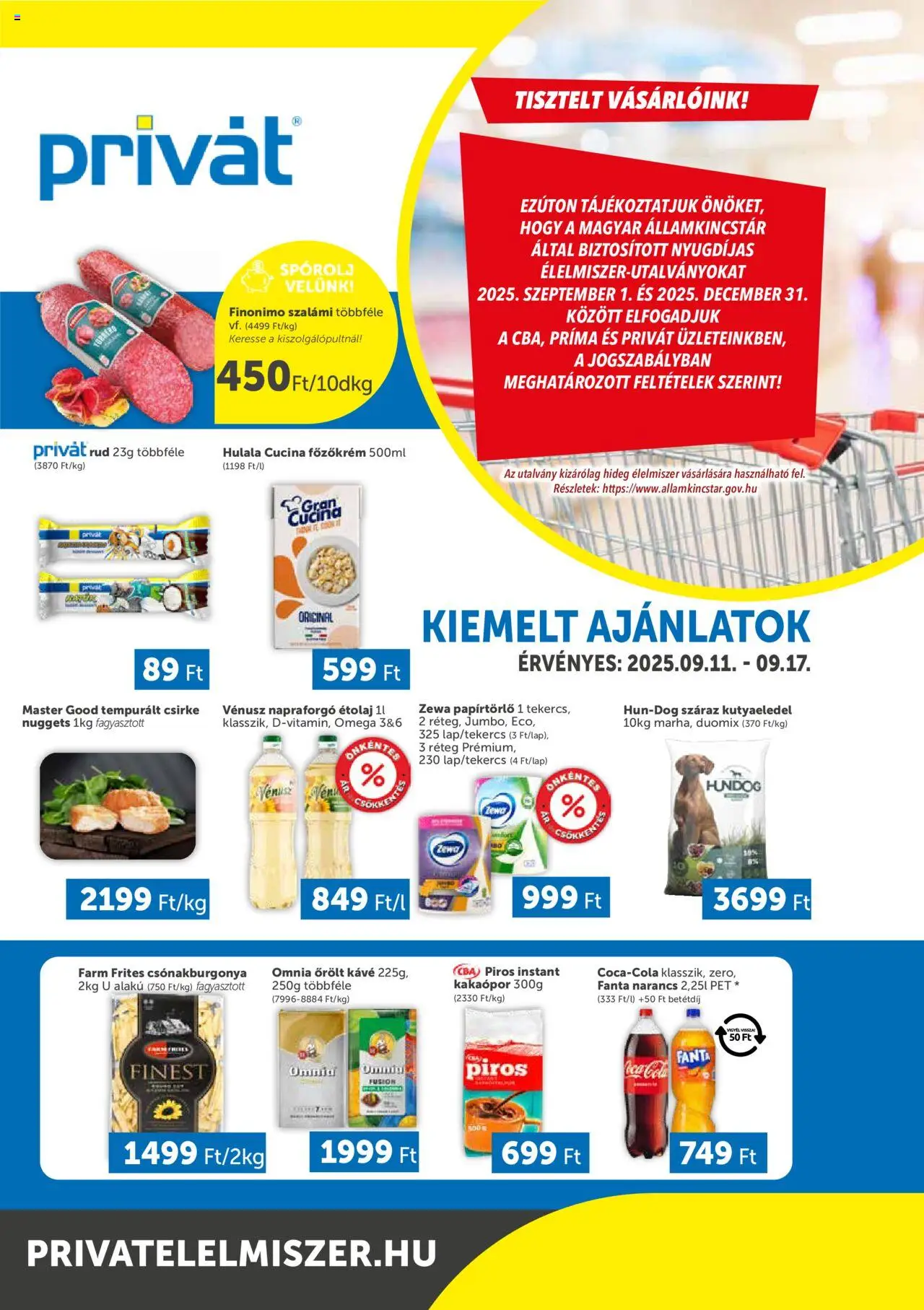 PRIVÁT Déli vármegyék - 1oldal - érvényes 2025.09.11.-tól