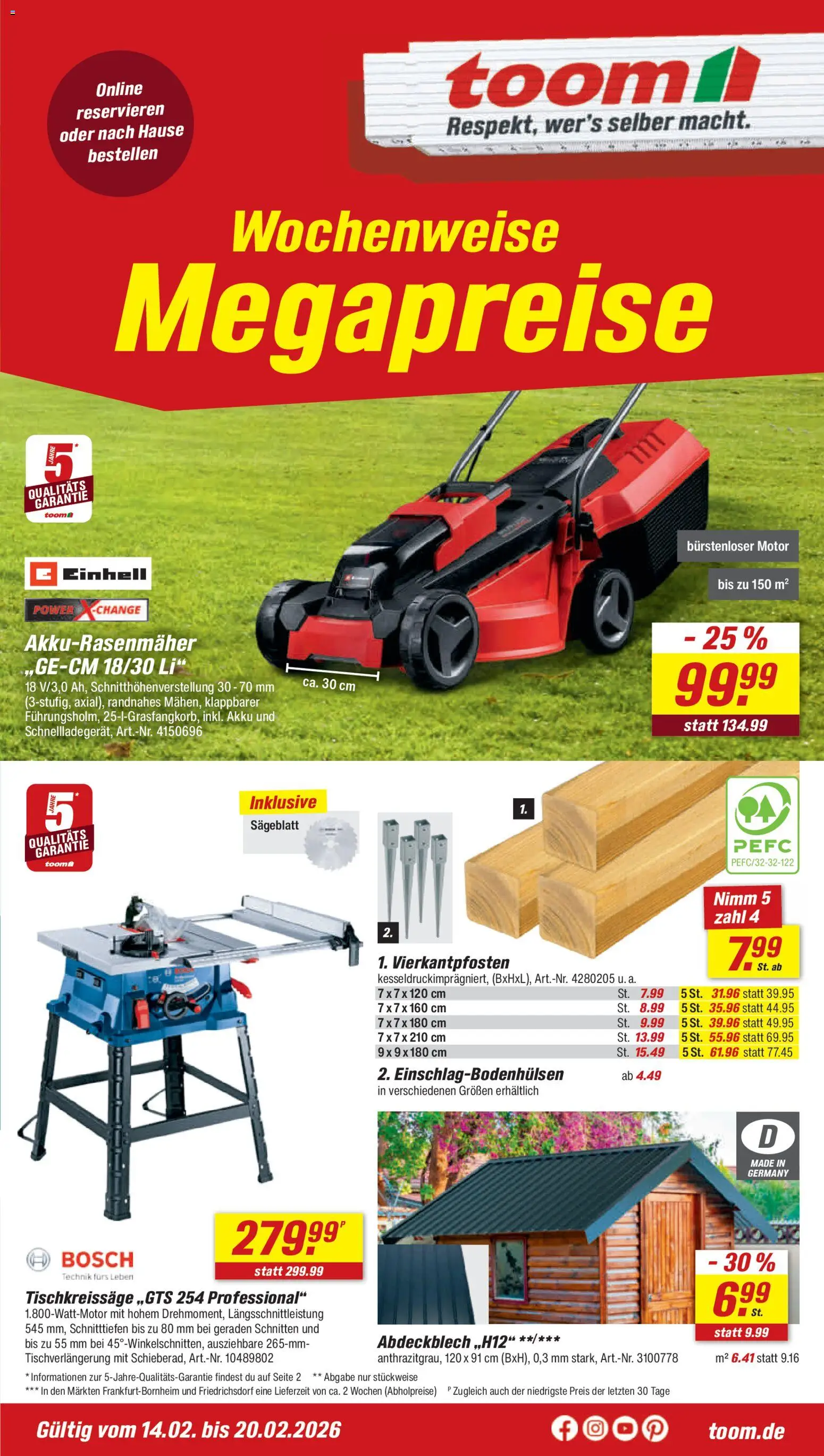 Toom Baumarkt Prospekt 	 - Seite 1 - gültig ab 14.02.2026