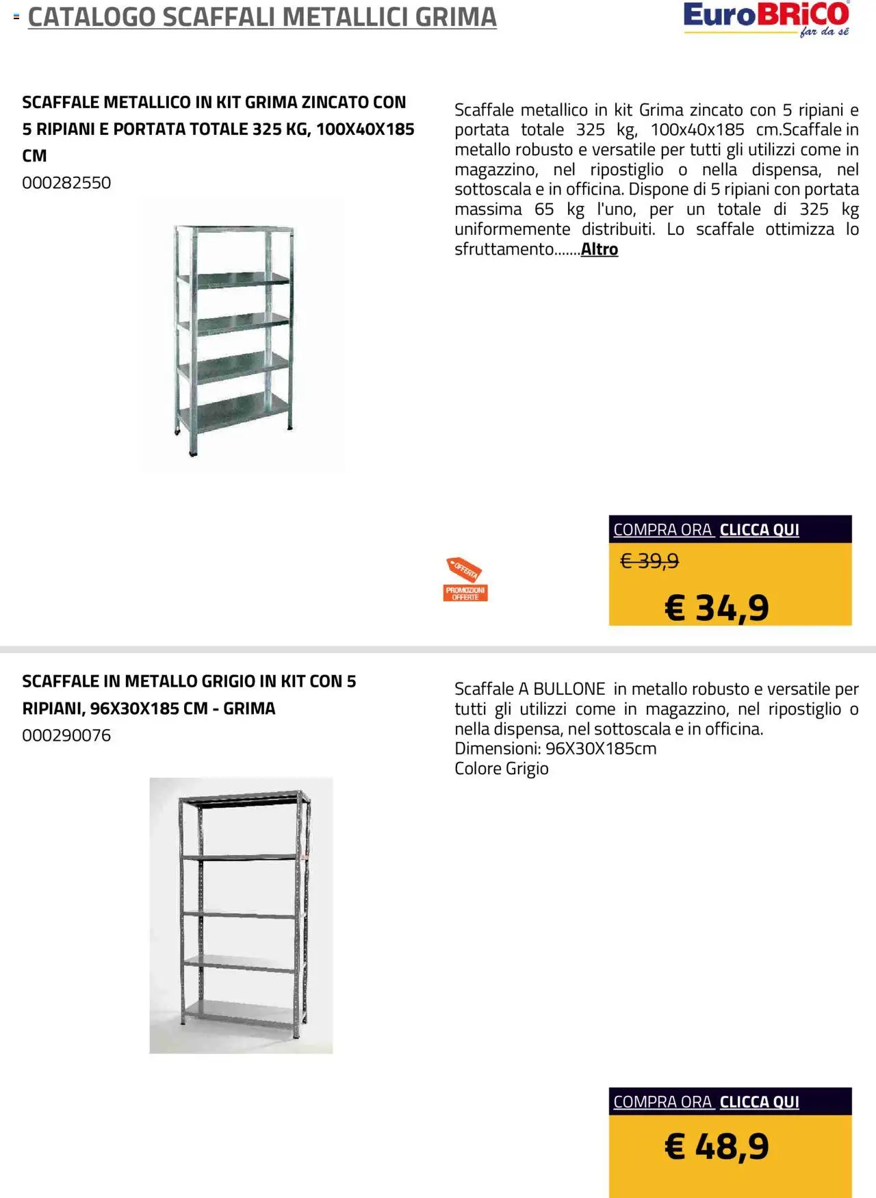 Eurobrico Scaffali metallici Grima catalogo - pagina 2 - valido dal 23/07/2025