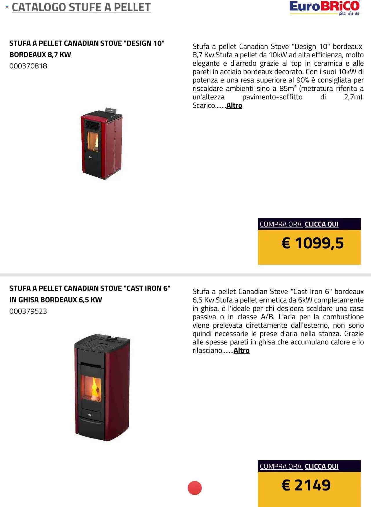 Eurobrico Stufe a Pellet catalogo - pagina 16 - valido dal 23/07/2025
