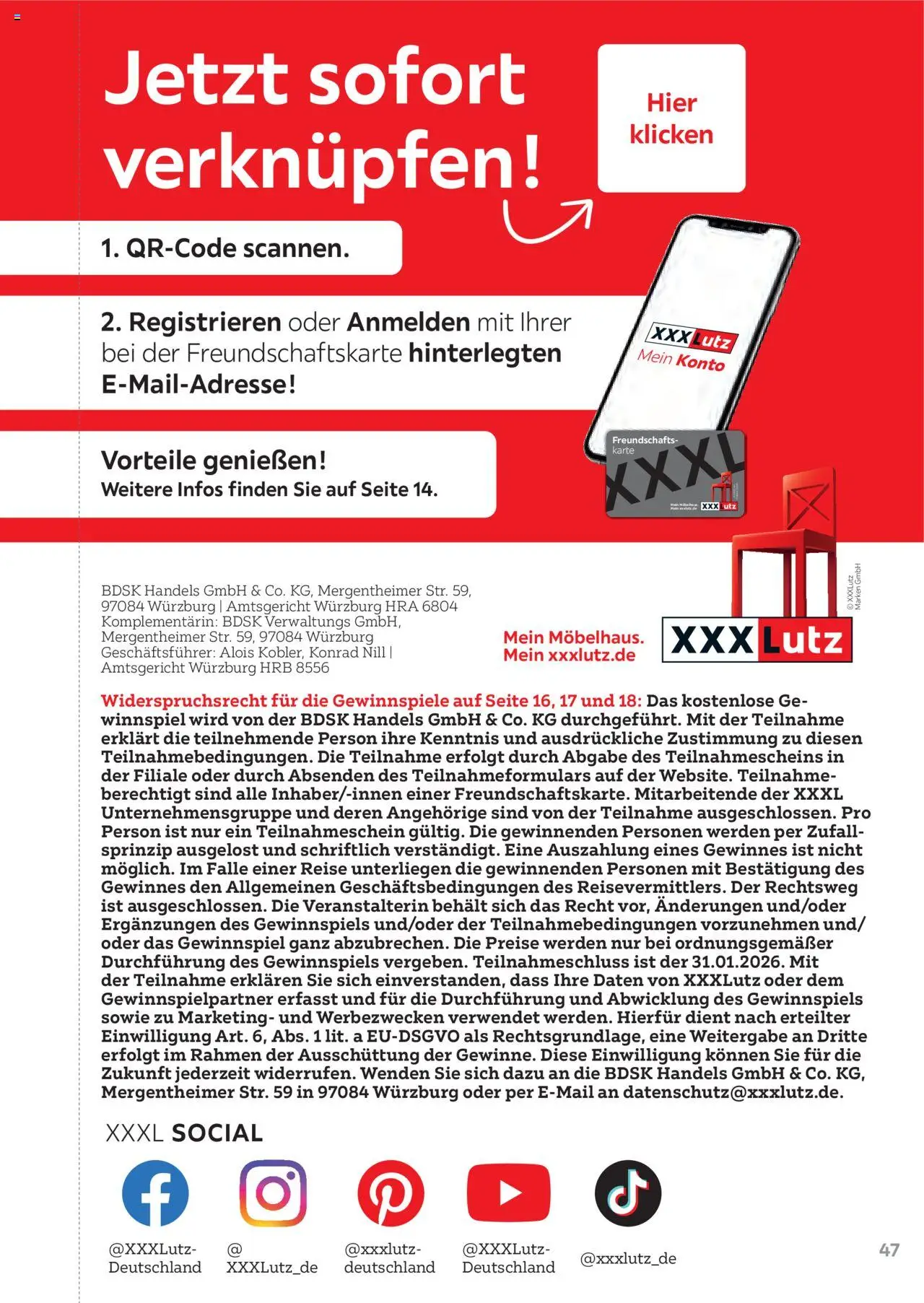 XXXL Lutz Freundschaftskartenjournal - Seite 47 - gültig ab 01.08.2025