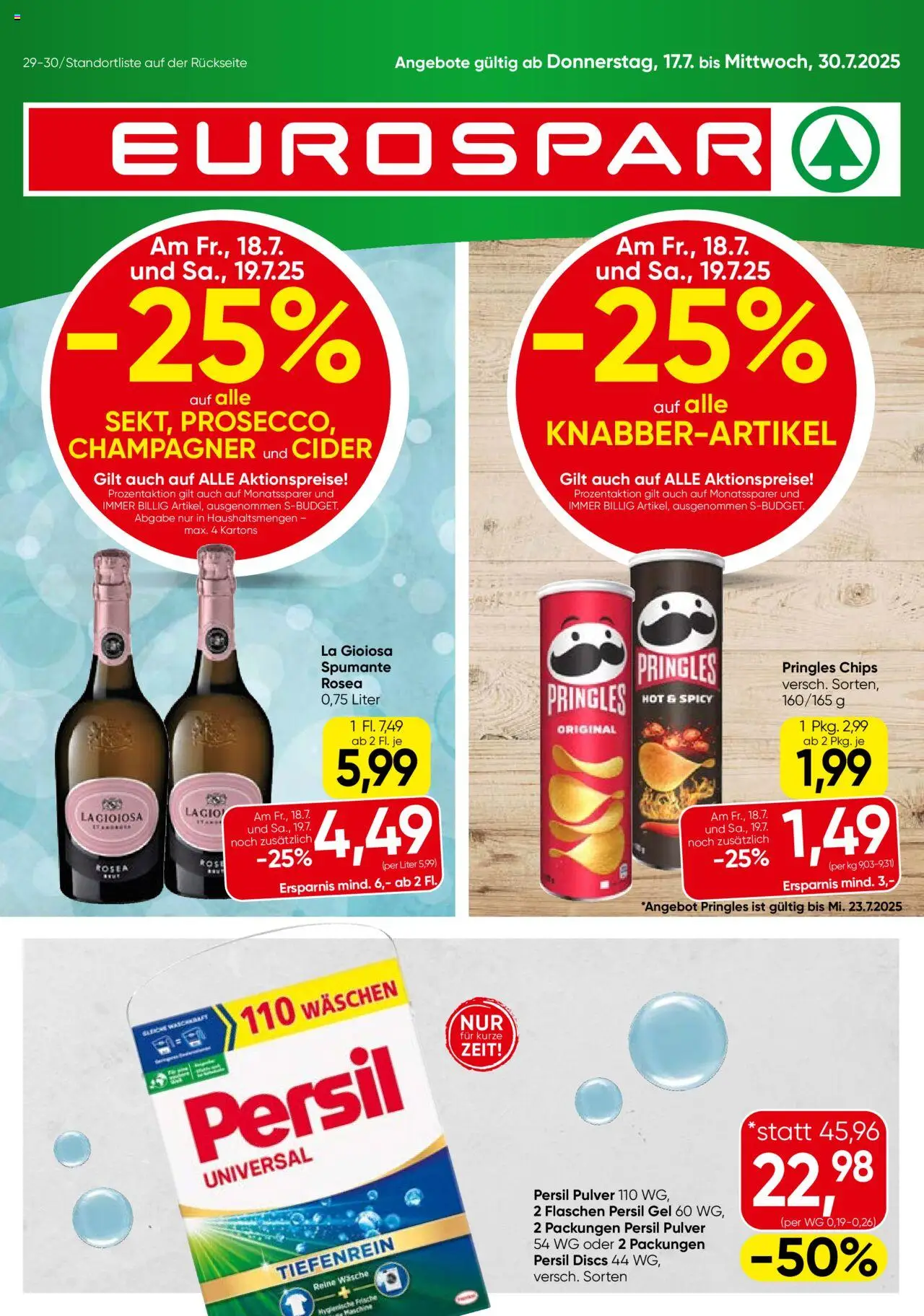 Eurospar Flugblatt - Seite 1- gültig ab 17.07.2025