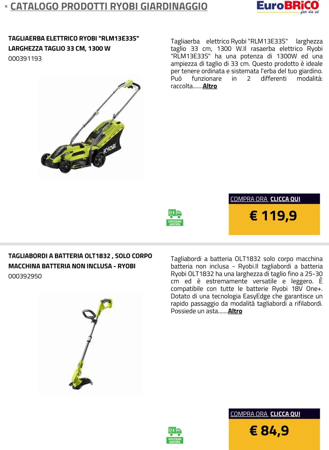 Eurobrico Prodotti Ryobi Giardinaggio catalogo - pagina 3 - valido dal 23/07/2025