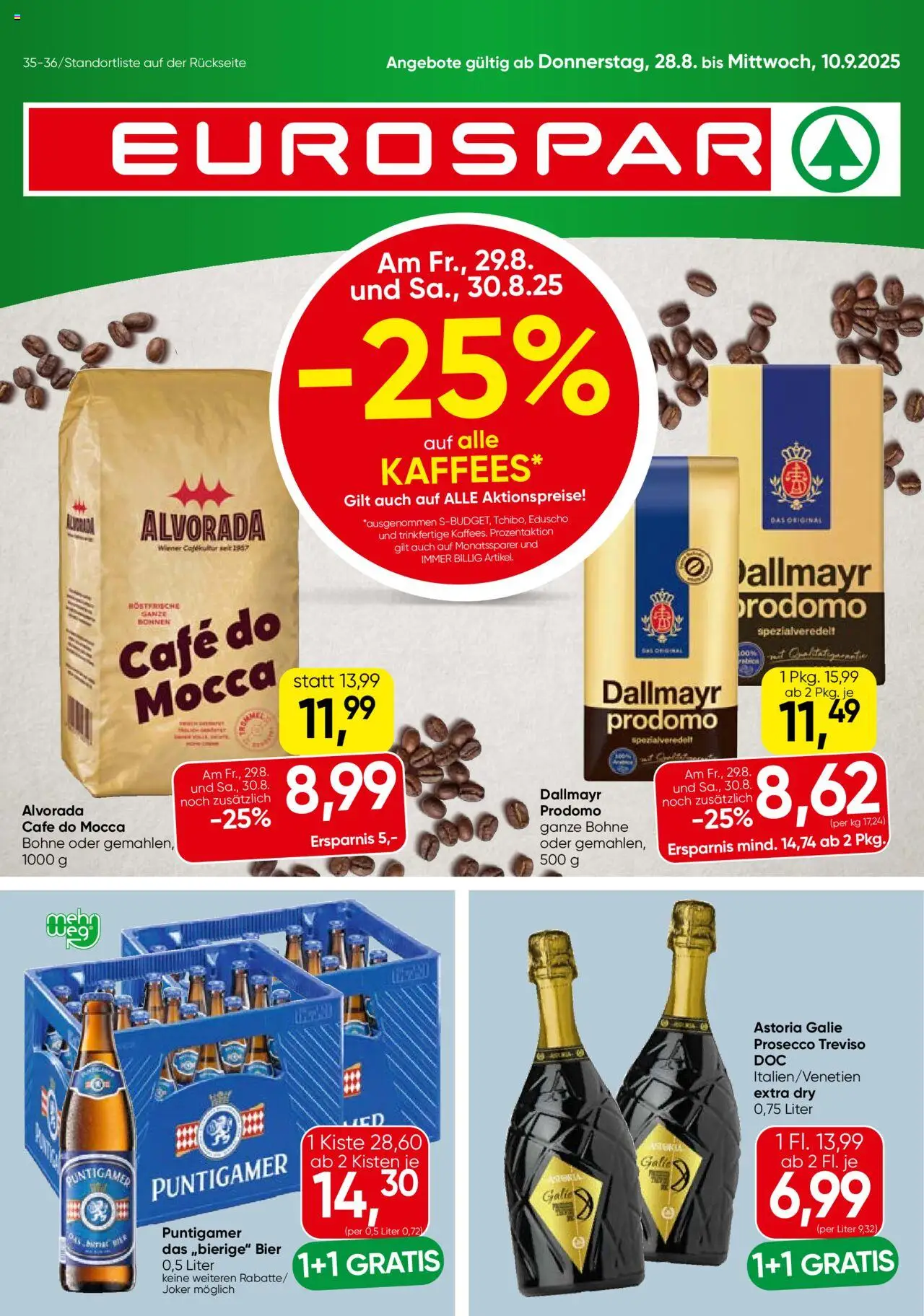 Eurospar Flugblatt - Seite 1- gültig ab 28.08.2025