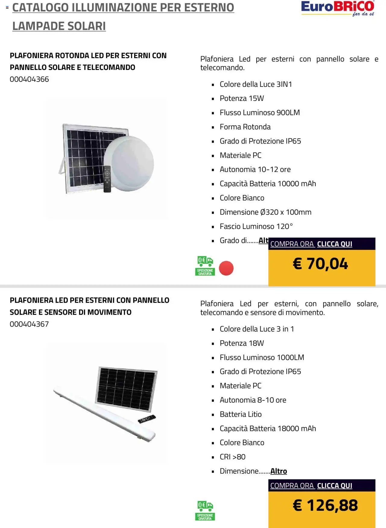 Eurobrico Illuminazione da esterno Lampade Solari catalogo - pagina 12 - valido dal 23/07/2025