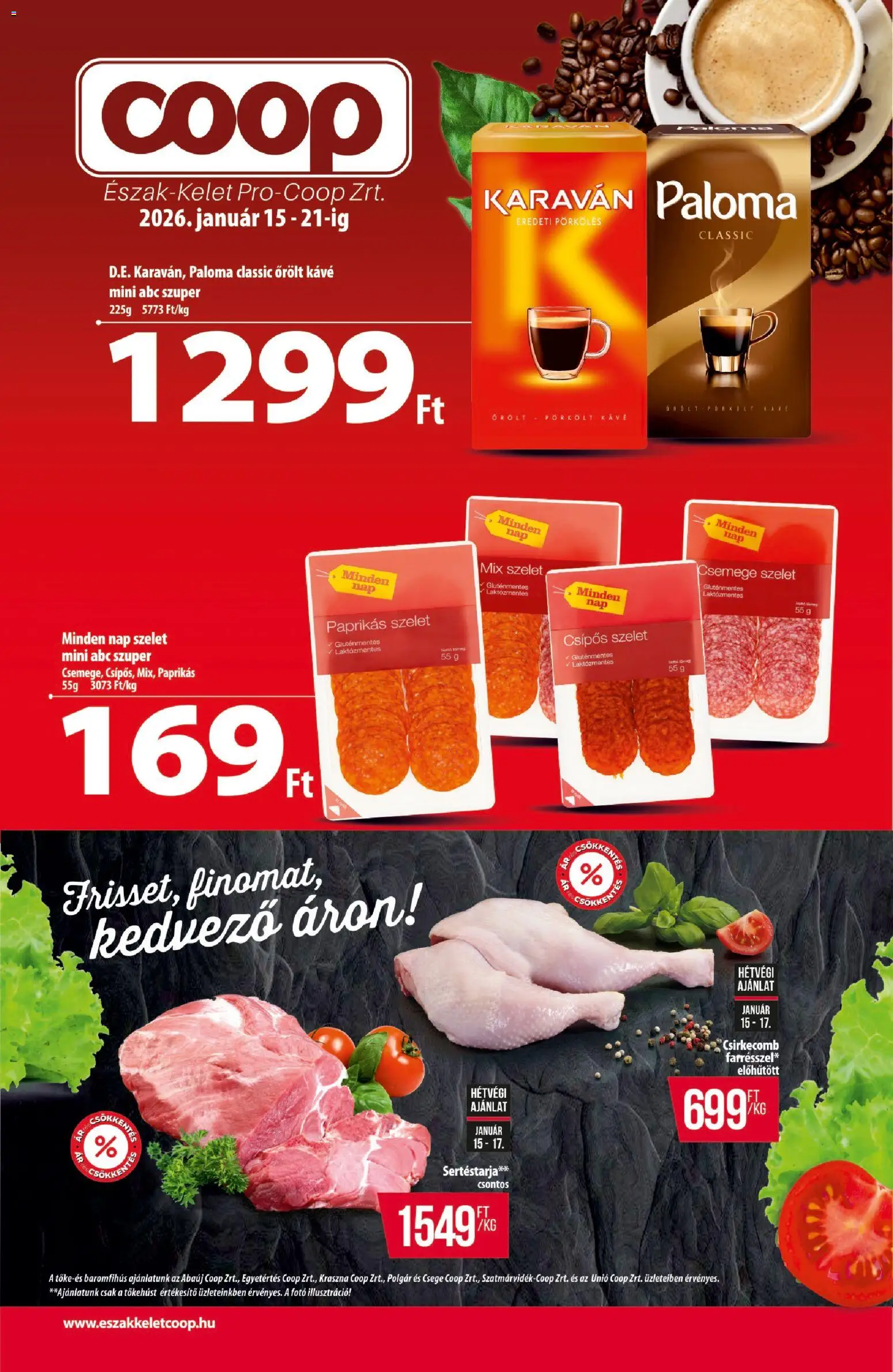 COOP - Újság Észak Kelet Pro-Coop Zrt - 1oldal - érvényes 2026.01.15.-tól