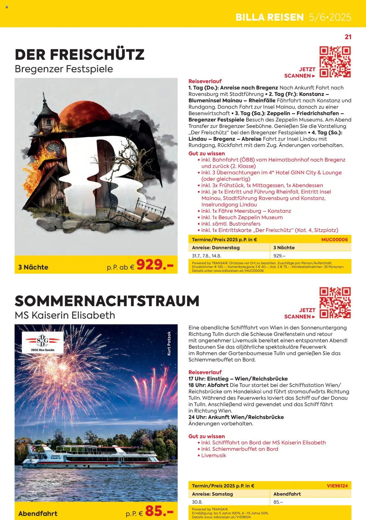 Billa Kreuzfahrten Rundreisen Erlebnisreisen 5/6 2025 - page 21- valid from 03.06.2025