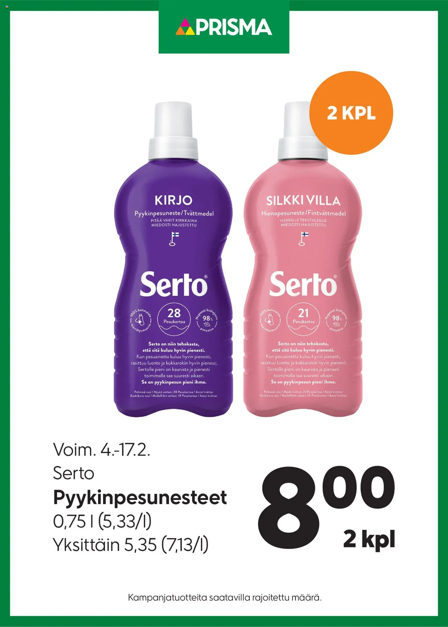 Prisma tarjoukset Serto - sivu 1- voimassa alkaen 04/02/2026