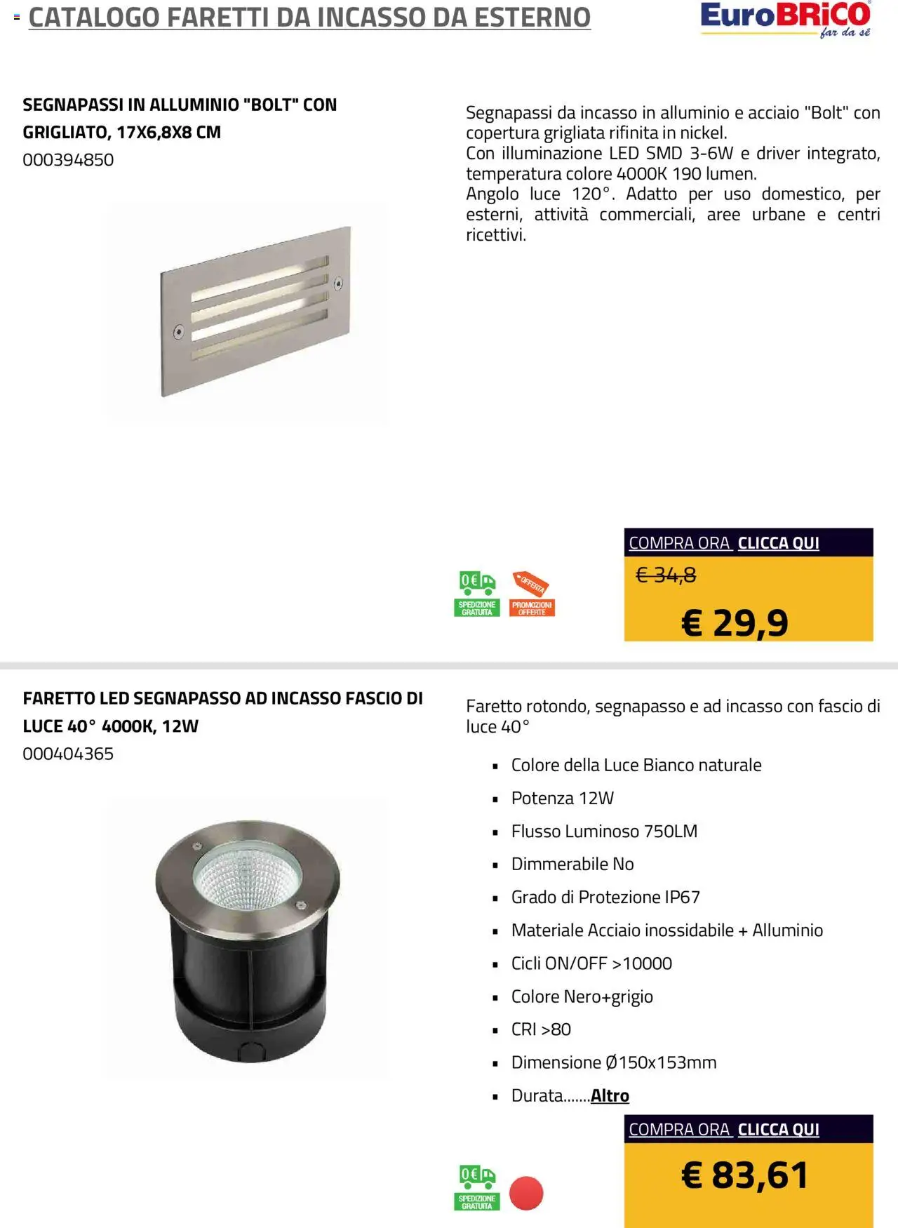 Eurobrico Faretti da Incasso da Esterno catalogo - pagina 7 - valido dal 23/07/2025