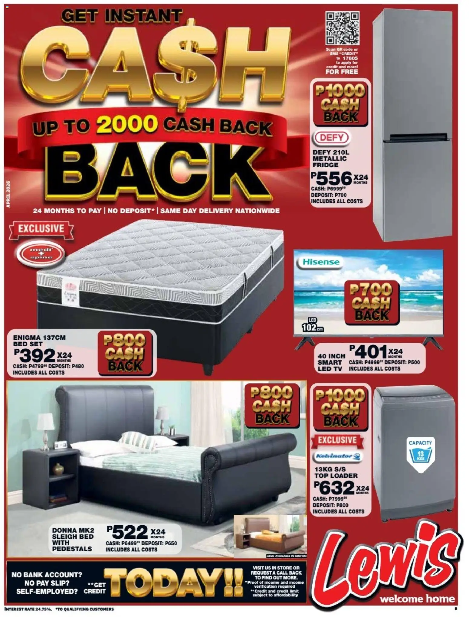 Lewis Stores Botswana Cash Back Brochure - page 1- valid from 13/04/2026