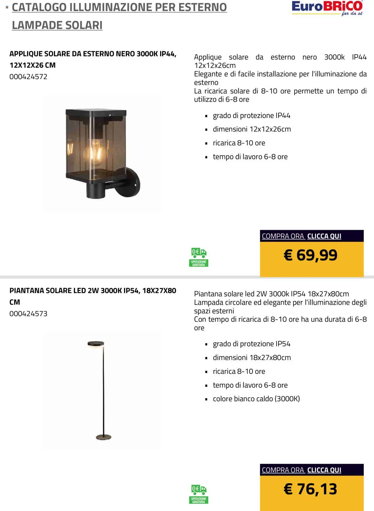 Eurobrico Illuminazione da esterno Lampade Solari catalogo - pagina 31 - valido dal 23/07/2025