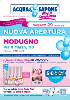 Anteprima Acqua e Sapone Nuova Apertura - Modugno catalogo valida dal 29/11/2025