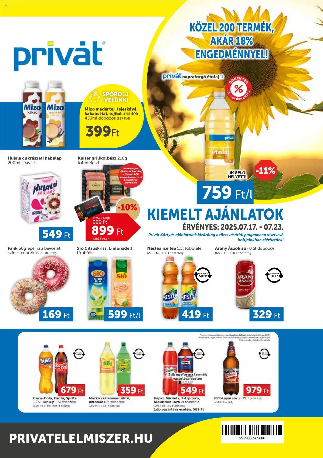 PRIVÁT Akciós újság - 1oldal - érvényes 2025.07.17.-tól