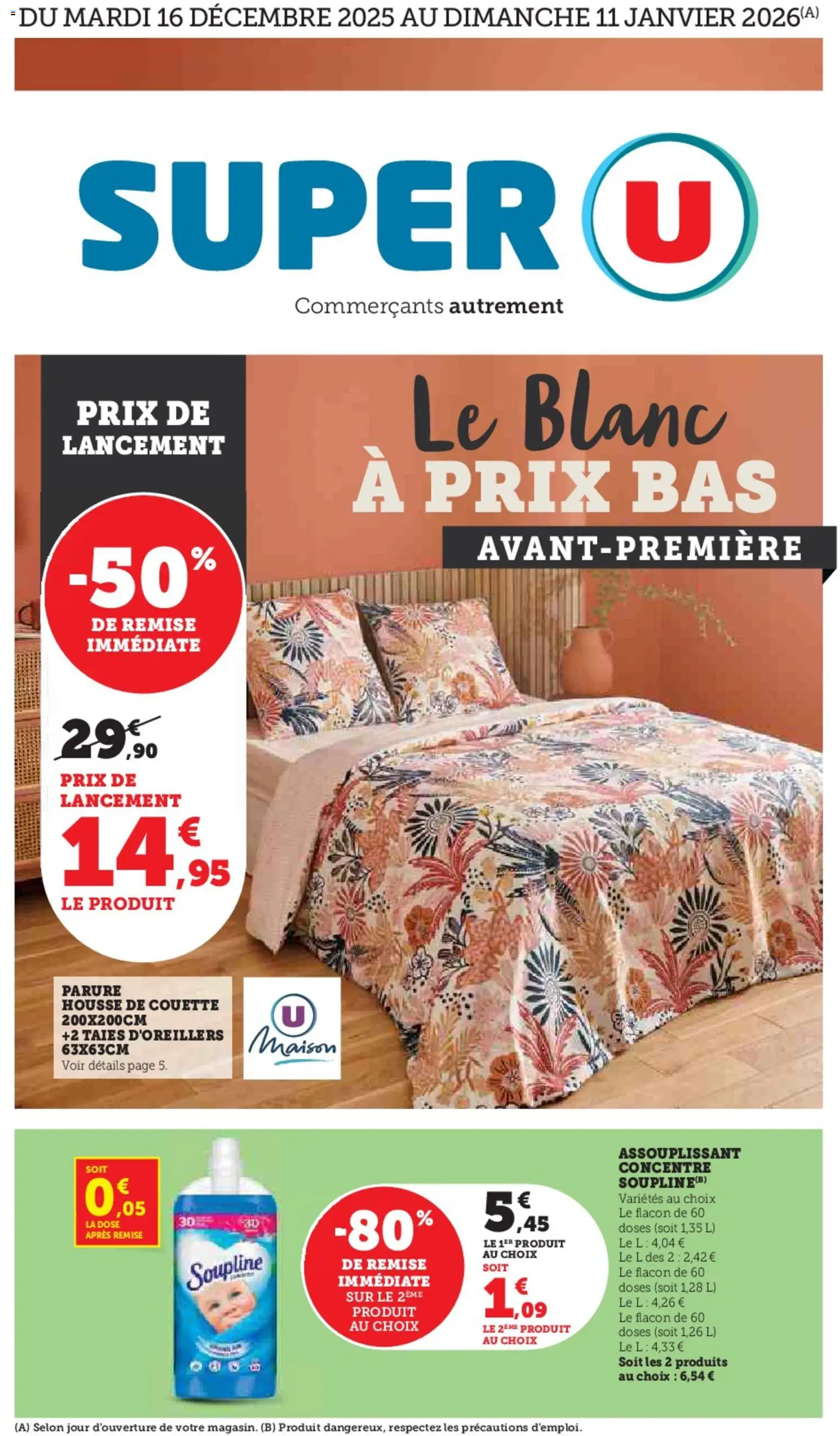 Super U Le blanc à prix bas avant-première - page 1 - valable à partir du 16/12/2025