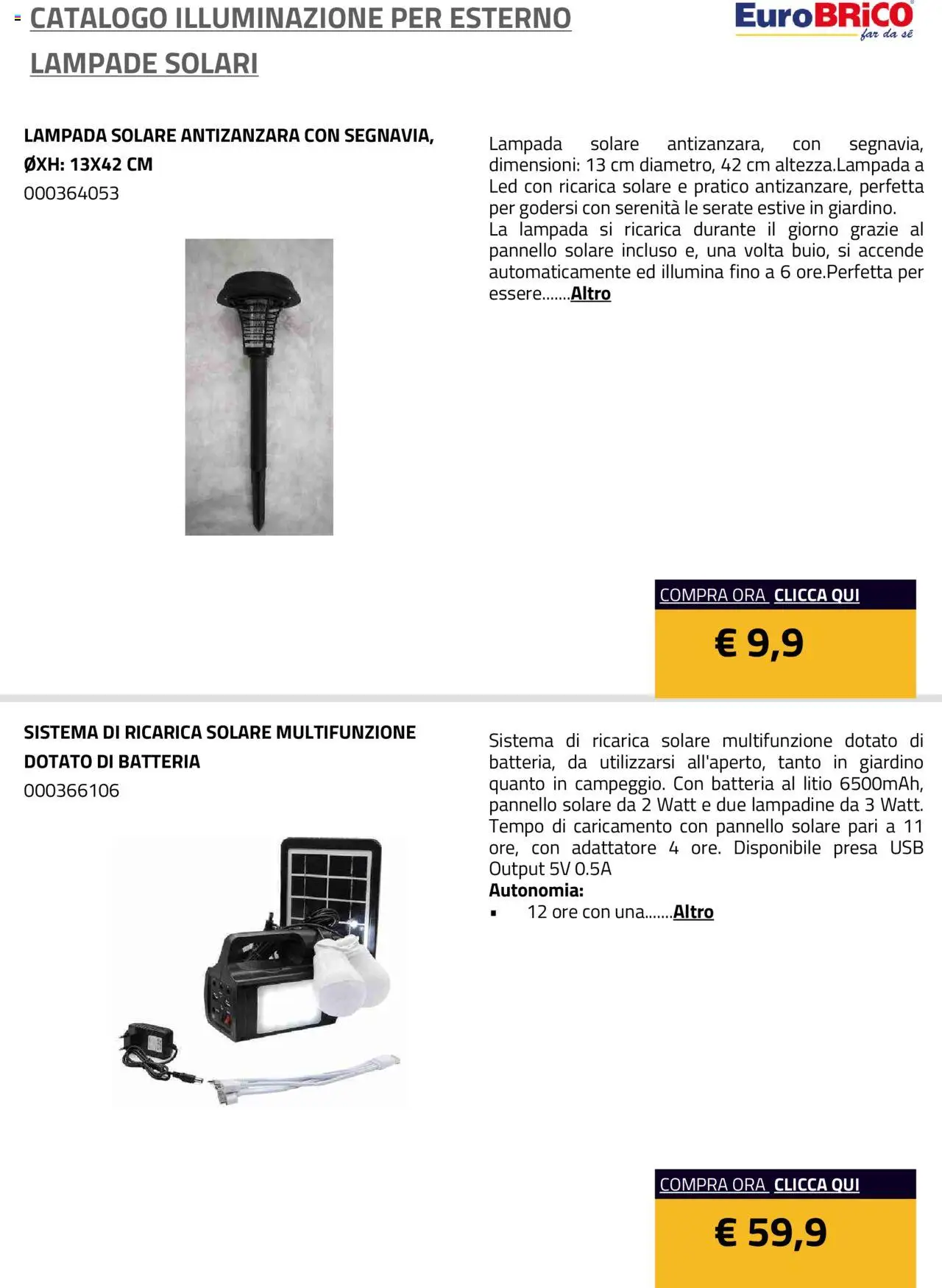 Eurobrico Illuminazione da esterno Lampade Solari catalogo - pagina 3 - valido dal 23/07/2025