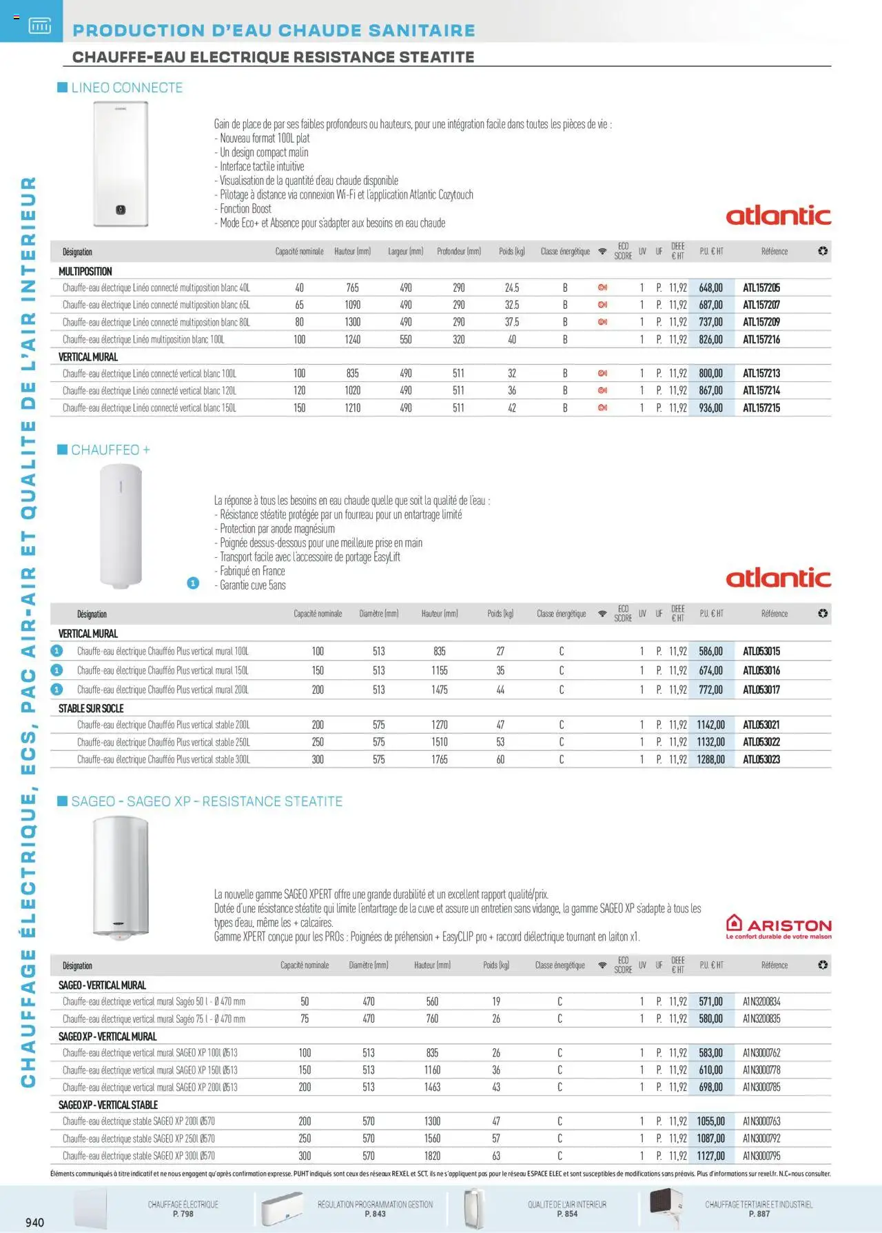 Rexel - Chauffage Électrique, ECS, PAC AIR-AIR Et Qualite De L´Air Interieur - page 146 - valable à partir du 16/07/2025