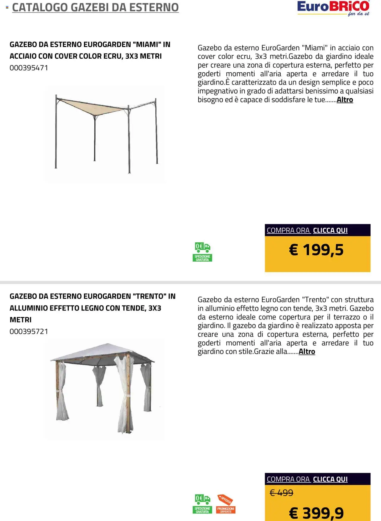 Eurobrico Gazebi da esterno catalogo - pagina 7 - valido dal 23/07/2025