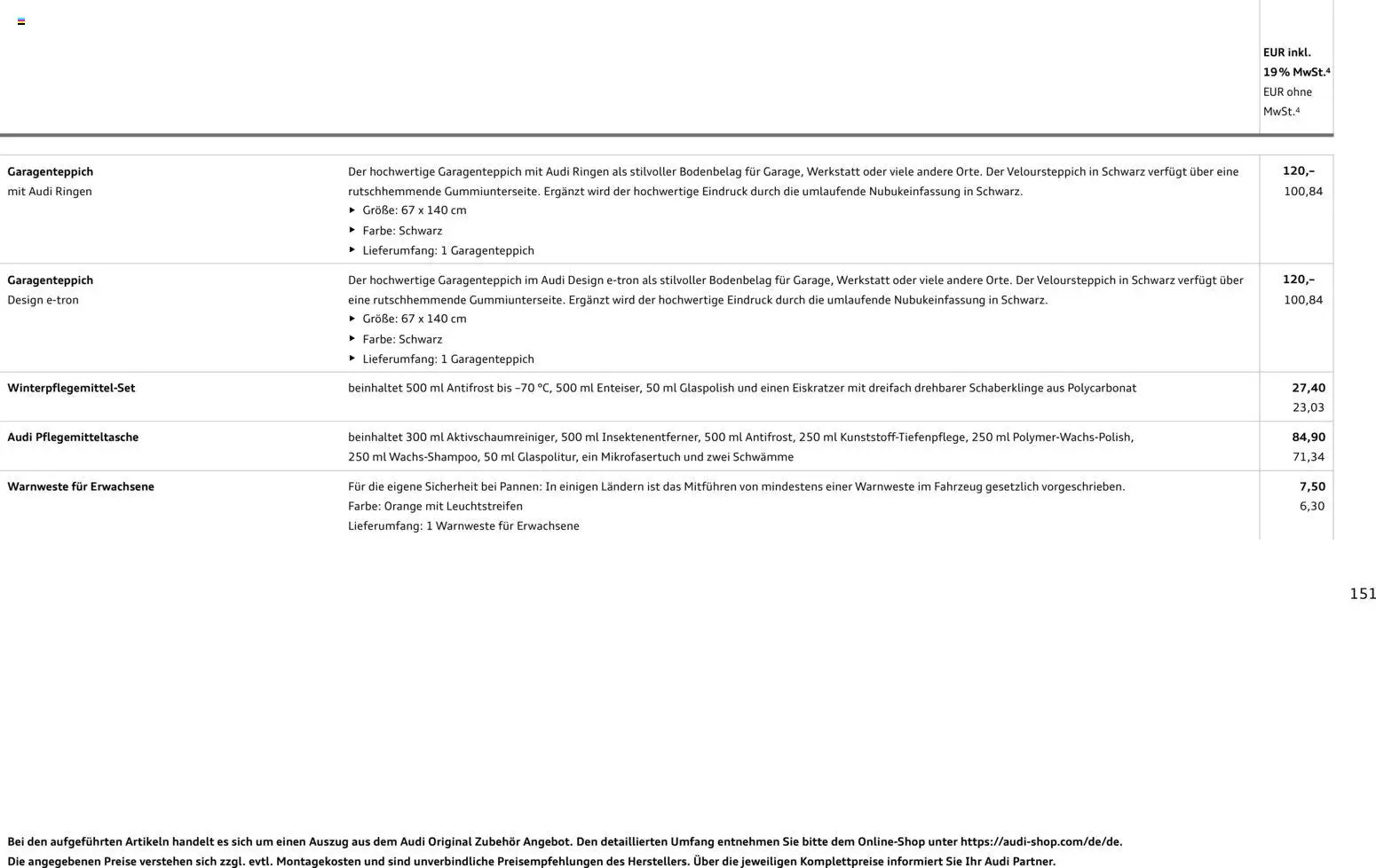 Audi Prospekt 	 - Seite 151 - gültig ab 28.10.2025