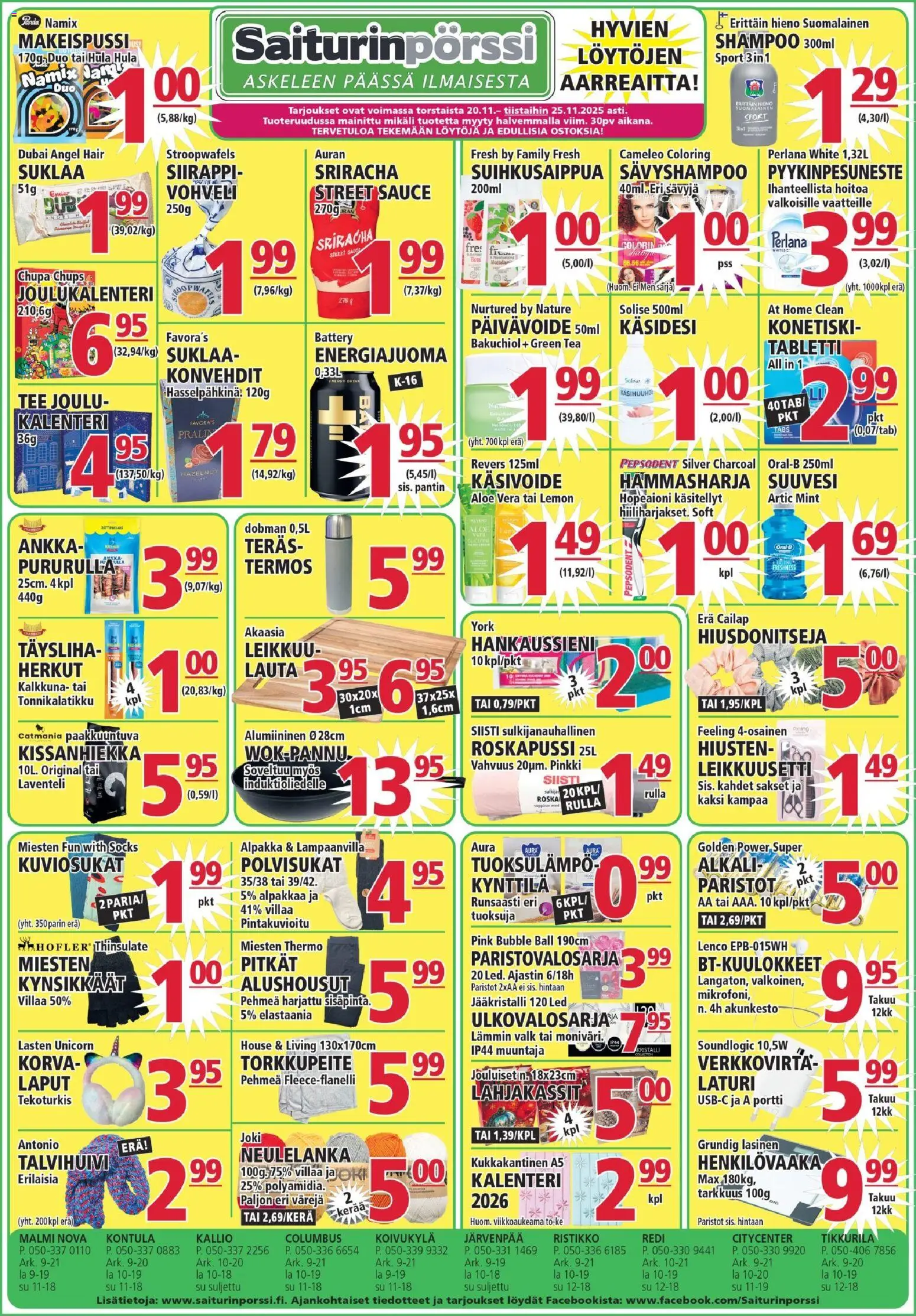 Saiturinpörssi tarjoukset - sivu 1- voimassa alkaen 20/11/2025