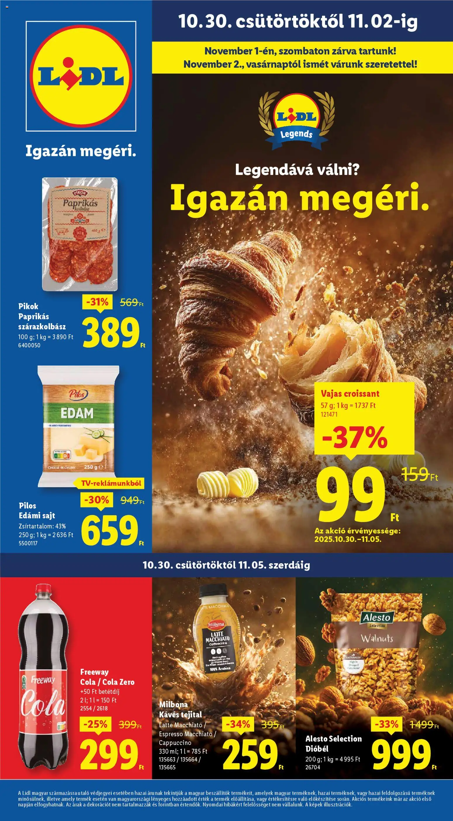 Lidl Akciós újság - 1oldal - érvényes 2025.10.30.-tól
