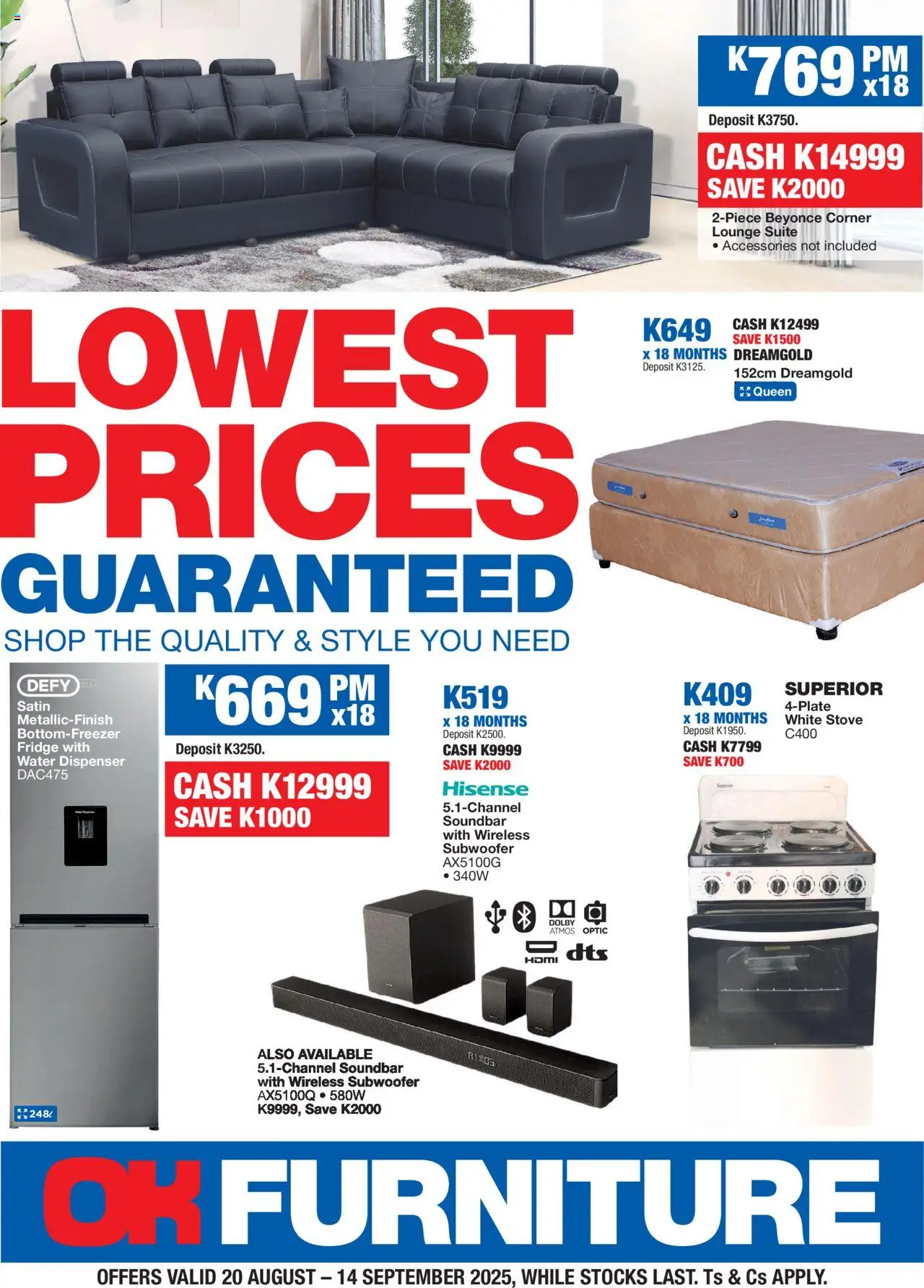 OK Furniture - Zambia Lowest Prices Specials - page 1- valid from 20/08/2025