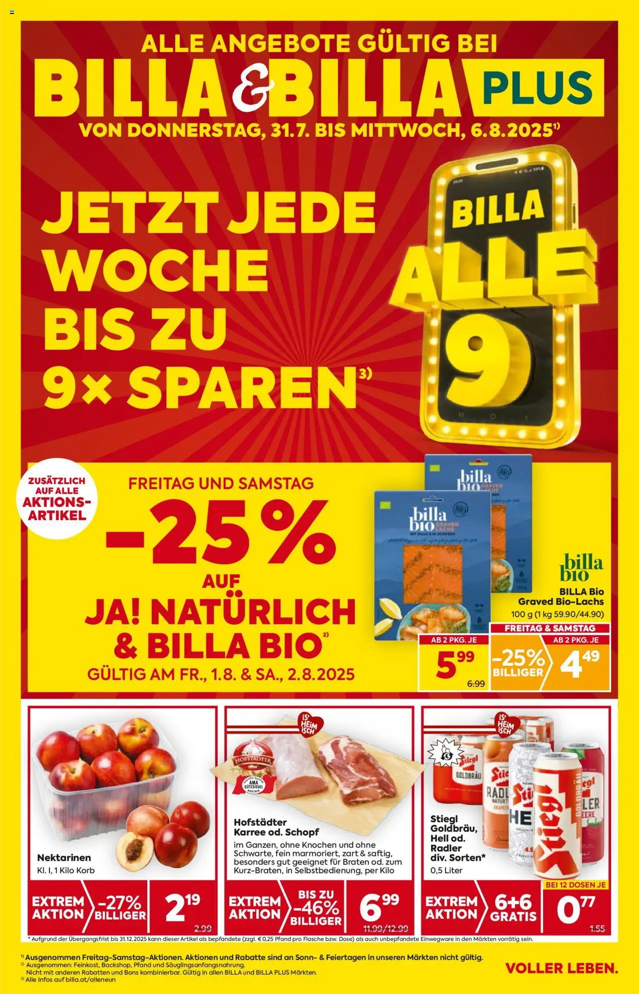 Billa Flugblatt - Salzburg - Seite 1- gültig ab 31.07.2025